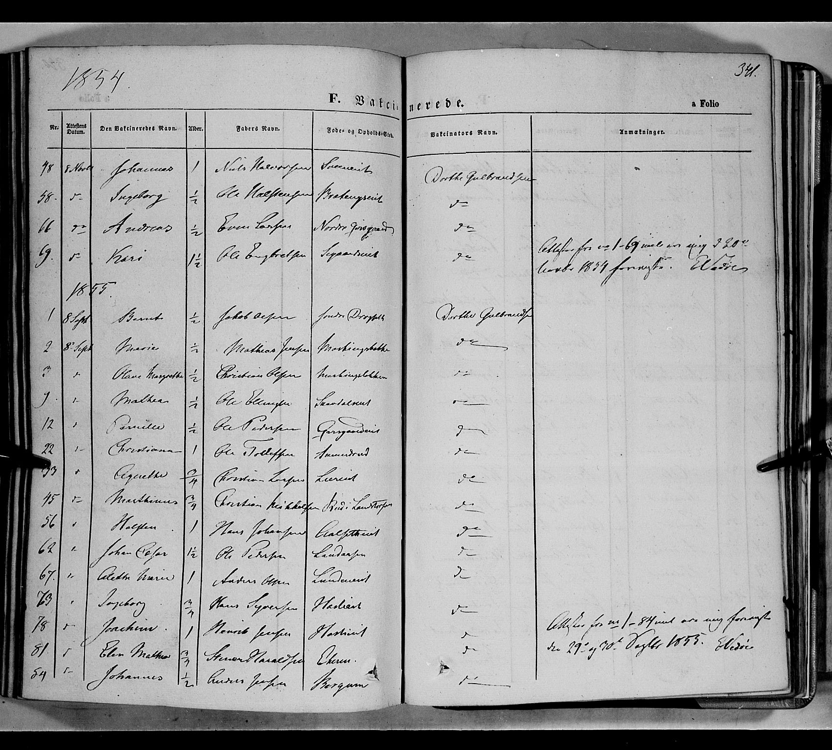 Biri prestekontor, SAH/PREST-096/H/Ha/Haa/L0005: Parish register (official) no. 5, 1843-1854, p. 341