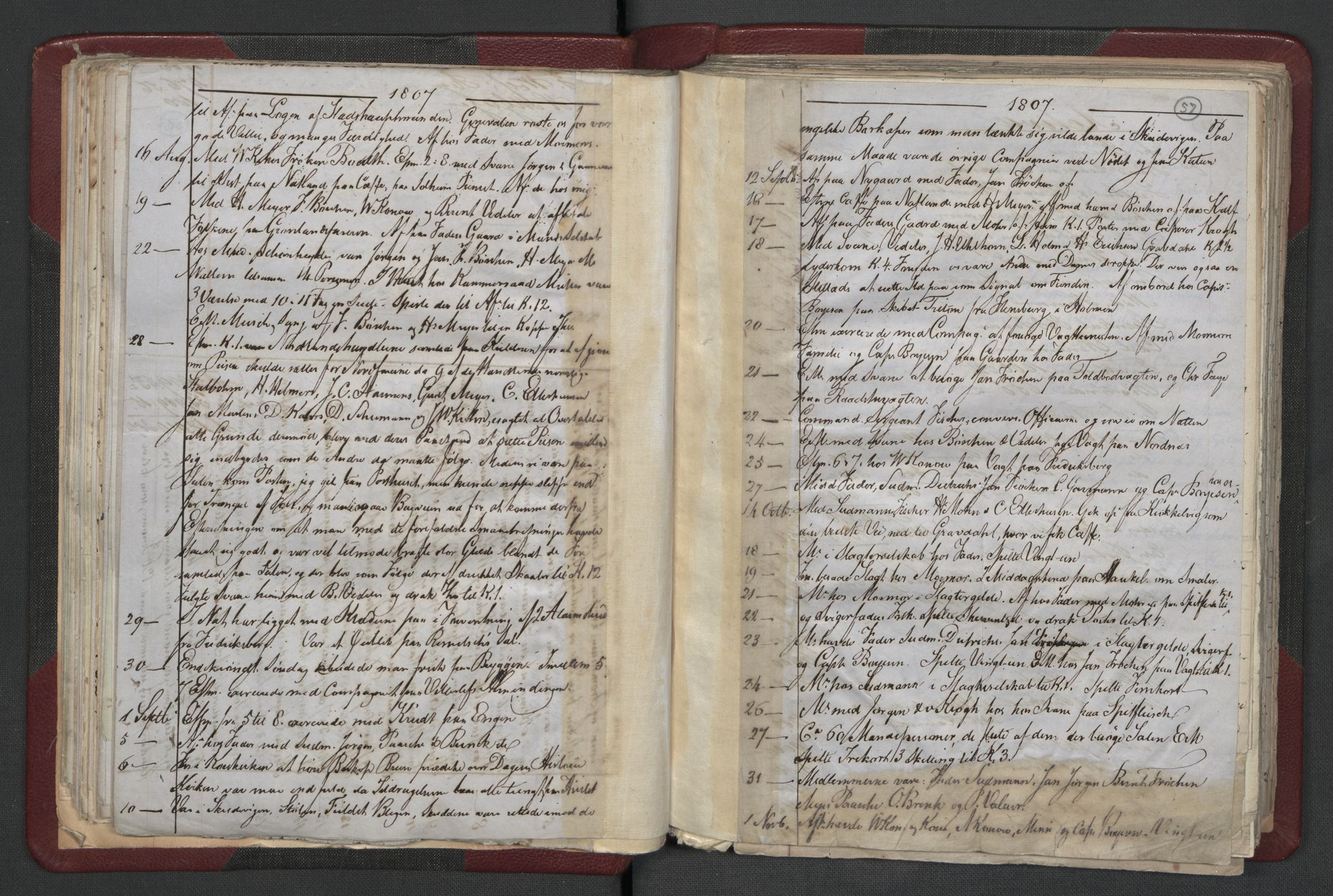 Meltzer, Fredrik, AV/RA-PA-0028/F/L0001: Dagbok for årene 1796-1808, 1811, 1817, 1796-1817, p. 56b-57a