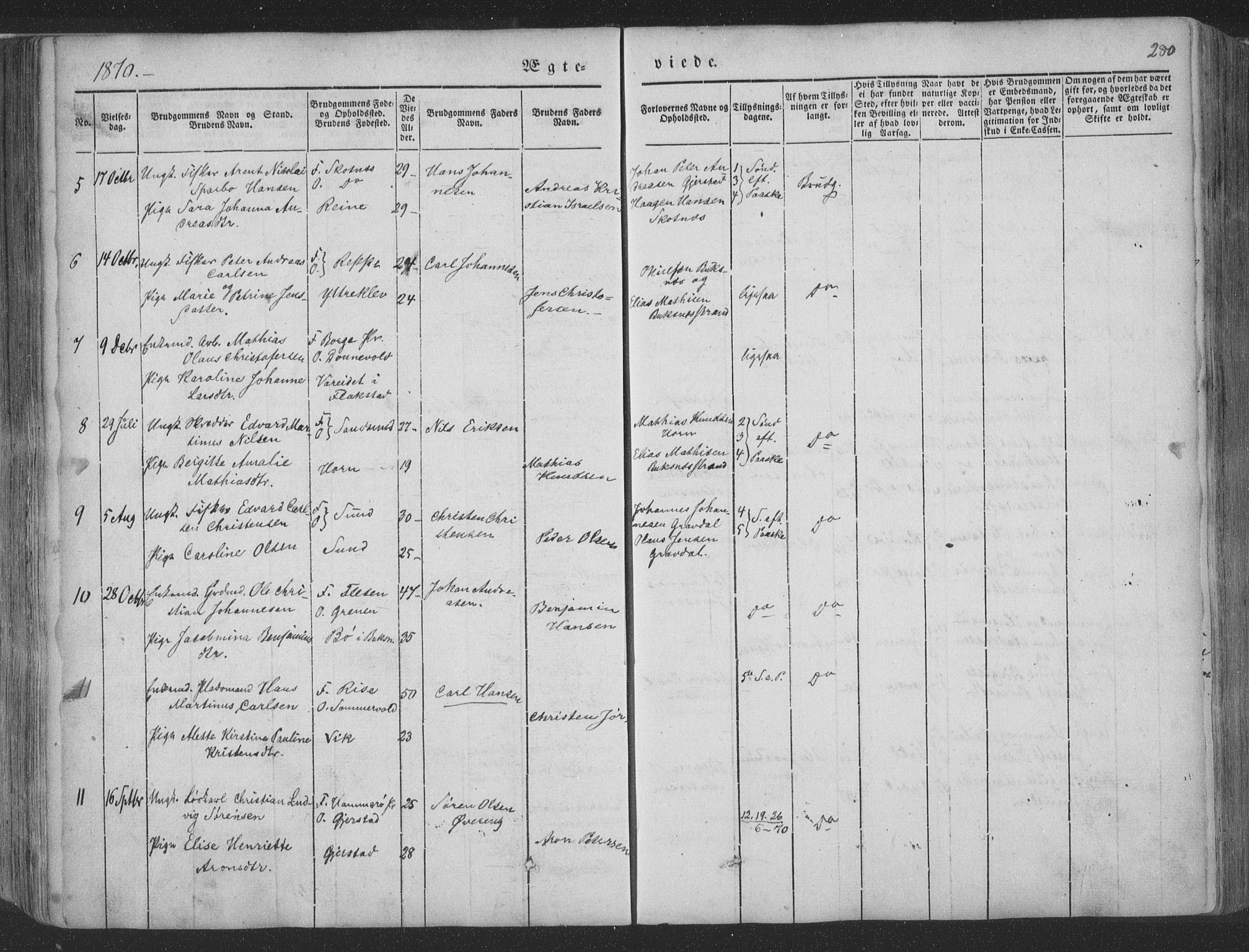 Ministerialprotokoller, klokkerbøker og fødselsregistre - Nordland, AV/SAT-A-1459/881/L1165: Parish register (copy) no. 881C02, 1854-1876, p. 280