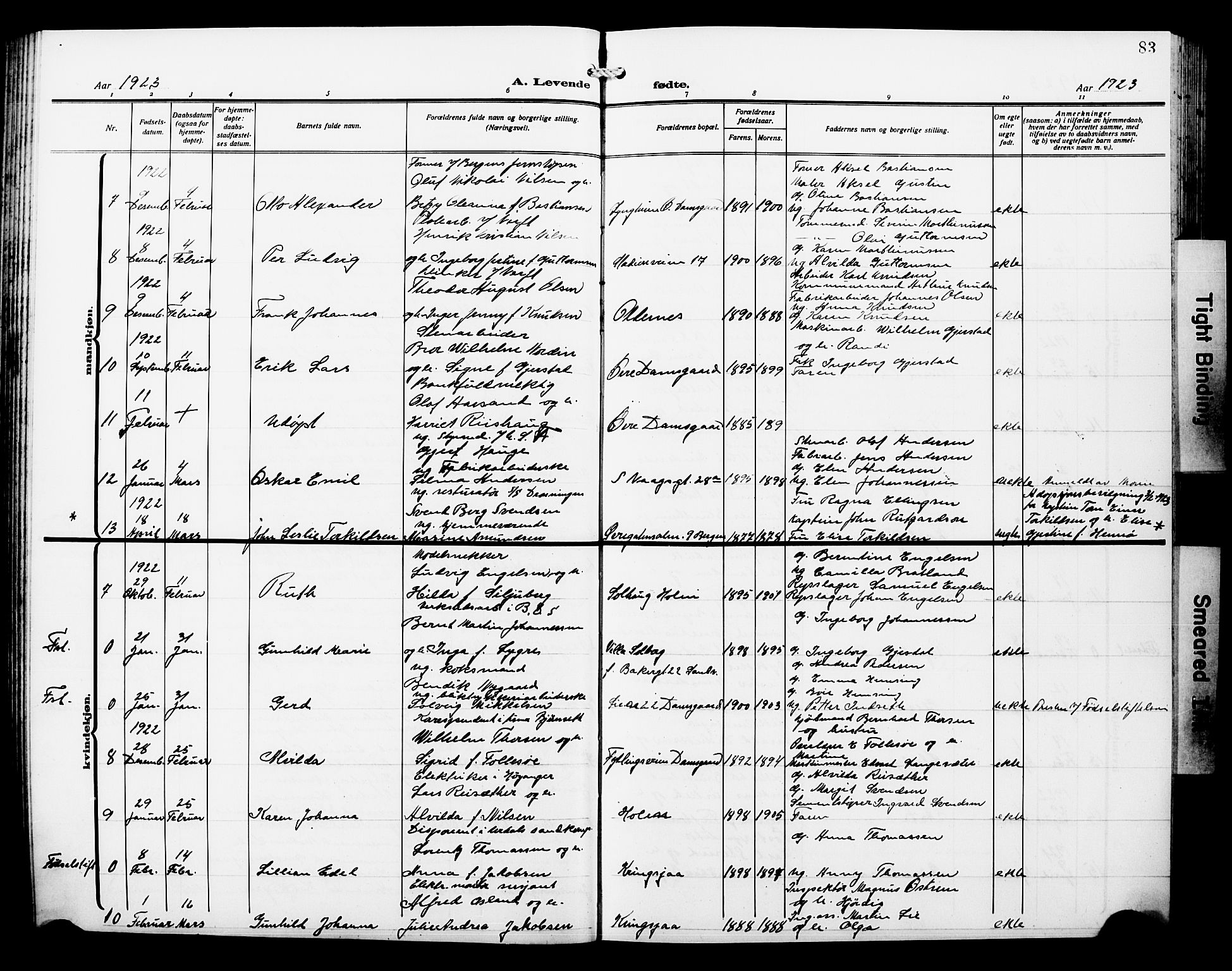 Laksevåg Sokneprestembete, AV/SAB-A-76501/H/Ha/Hab/Haba/L0006: Parish register (copy) no. A 6, 1917-1925, p. 83