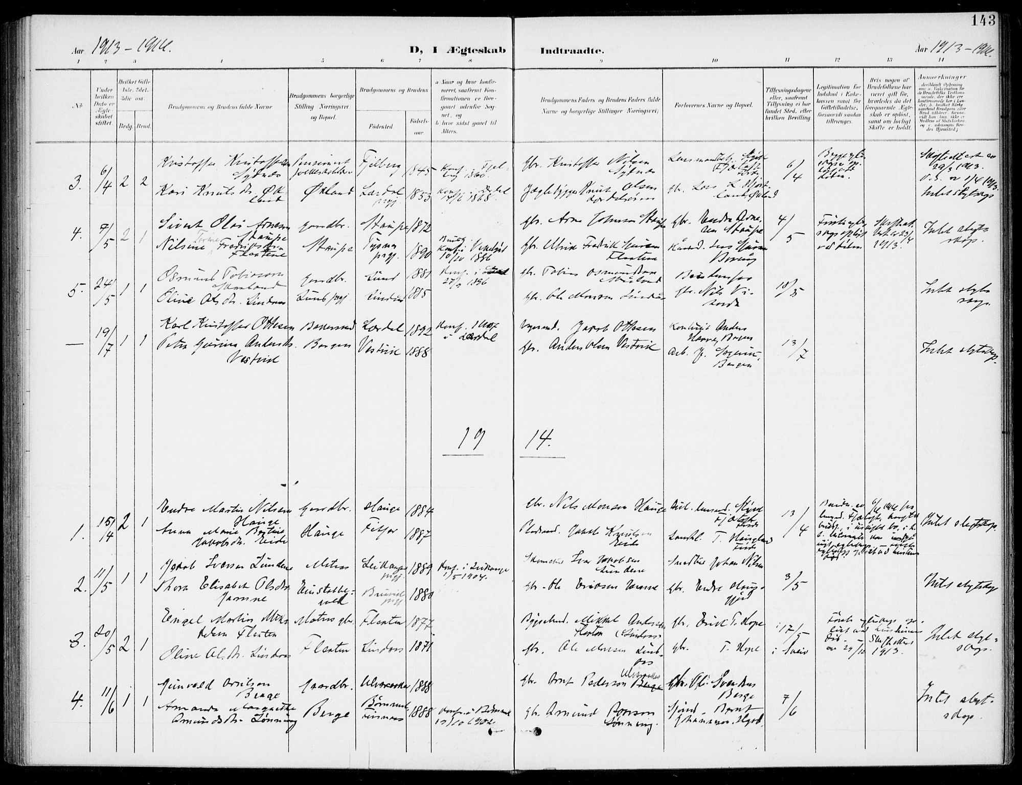 Sveio Sokneprestembete, AV/SAB-A-78501/H/Haa: Parish register (official) no. C 3, 1899-1916, p. 143