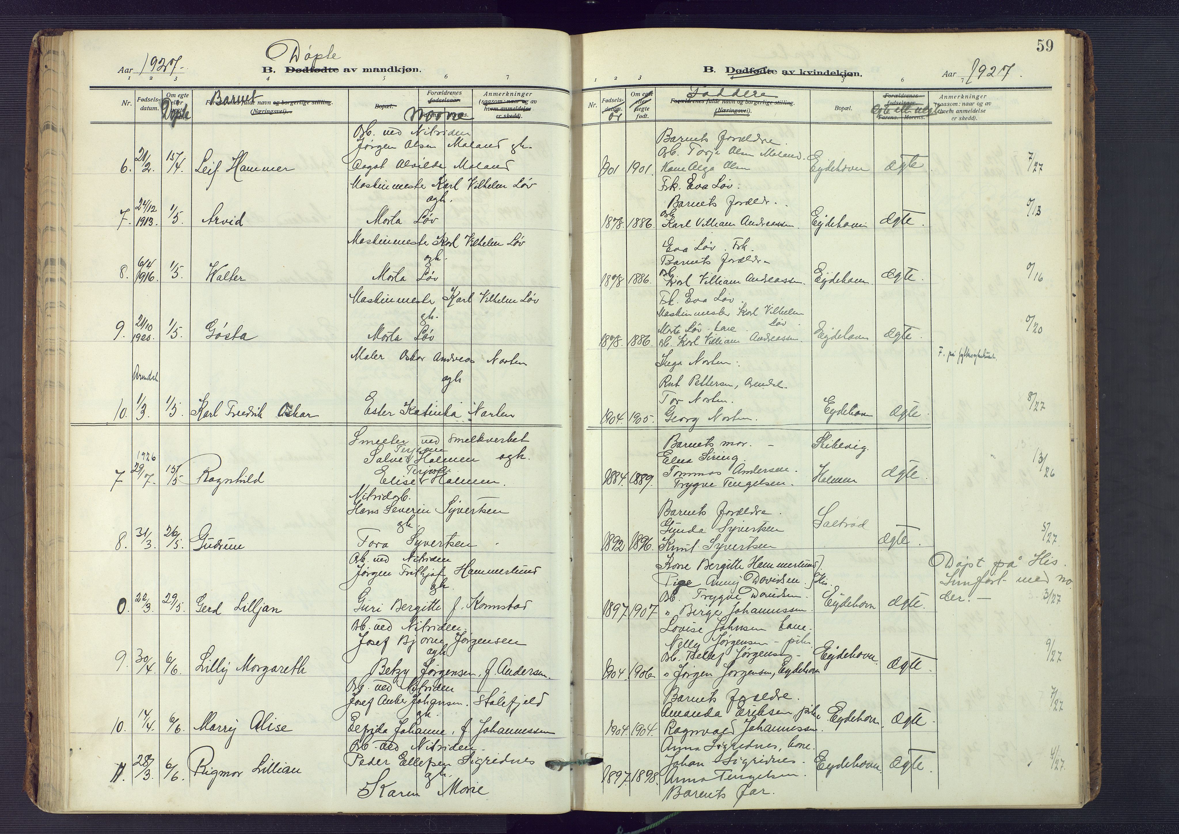 Austre Moland sokneprestkontor, SAK/1111-0001/F/Fa/Fab/L0003: Parish register (official) no. A 3, 1914-1927, p. 59