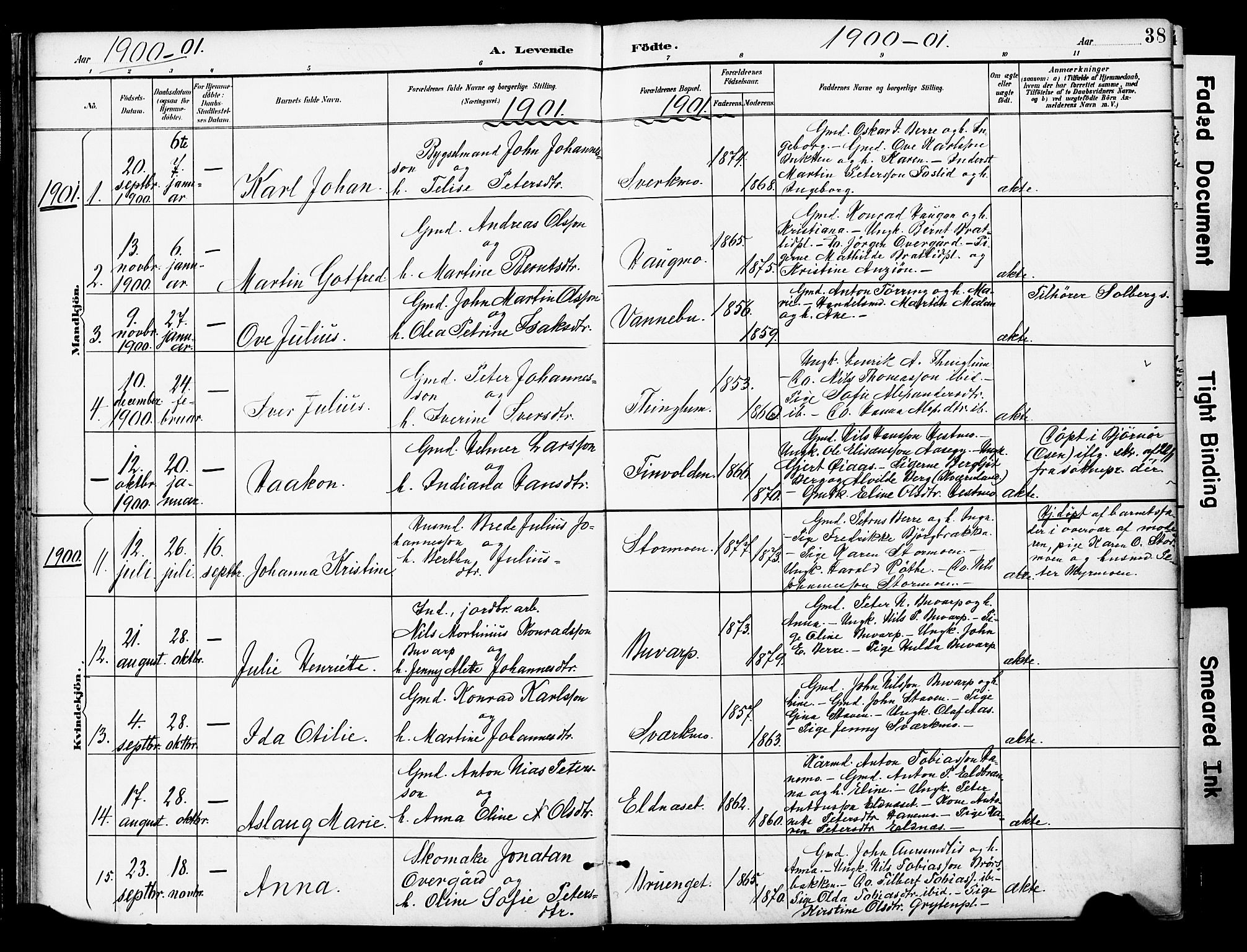 Ministerialprotokoller, klokkerbøker og fødselsregistre - Nord-Trøndelag, SAT/A-1458/742/L0409: Parish register (official) no. 742A02, 1891-1905, p. 38