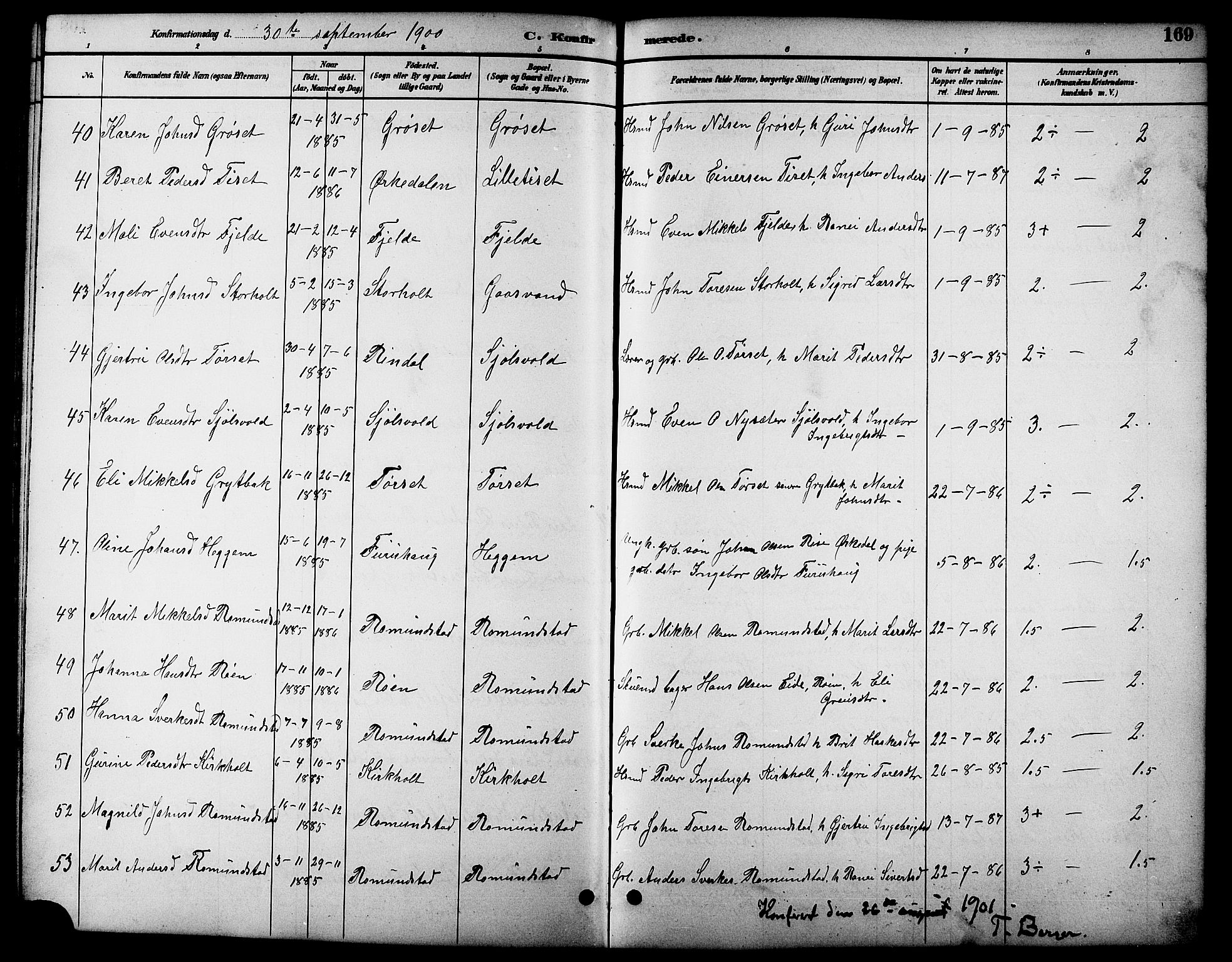 Ministerialprotokoller, klokkerbøker og fødselsregistre - Møre og Romsdal, SAT/A-1454/598/L1078: Parish register (copy) no. 598C03, 1892-1909, p. 169