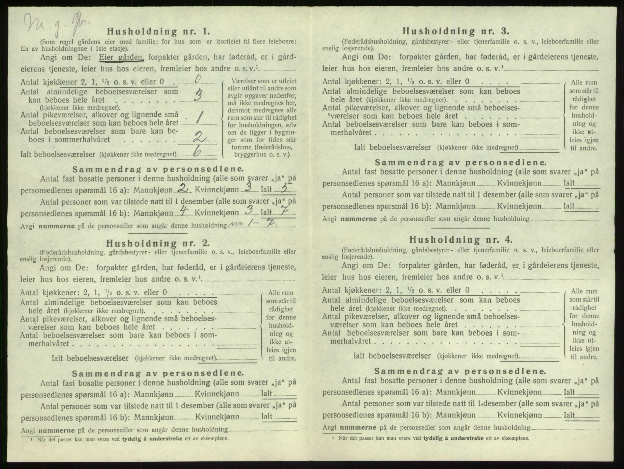 SAB, 1920 census for Vik, 1920, p. 885