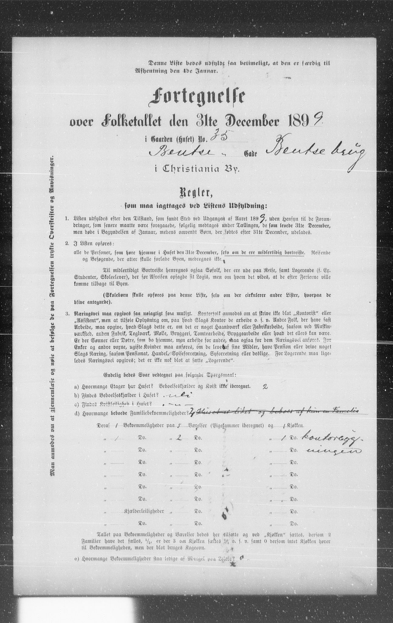 OBA, Municipal Census 1899 for Kristiania, 1899, p. 588