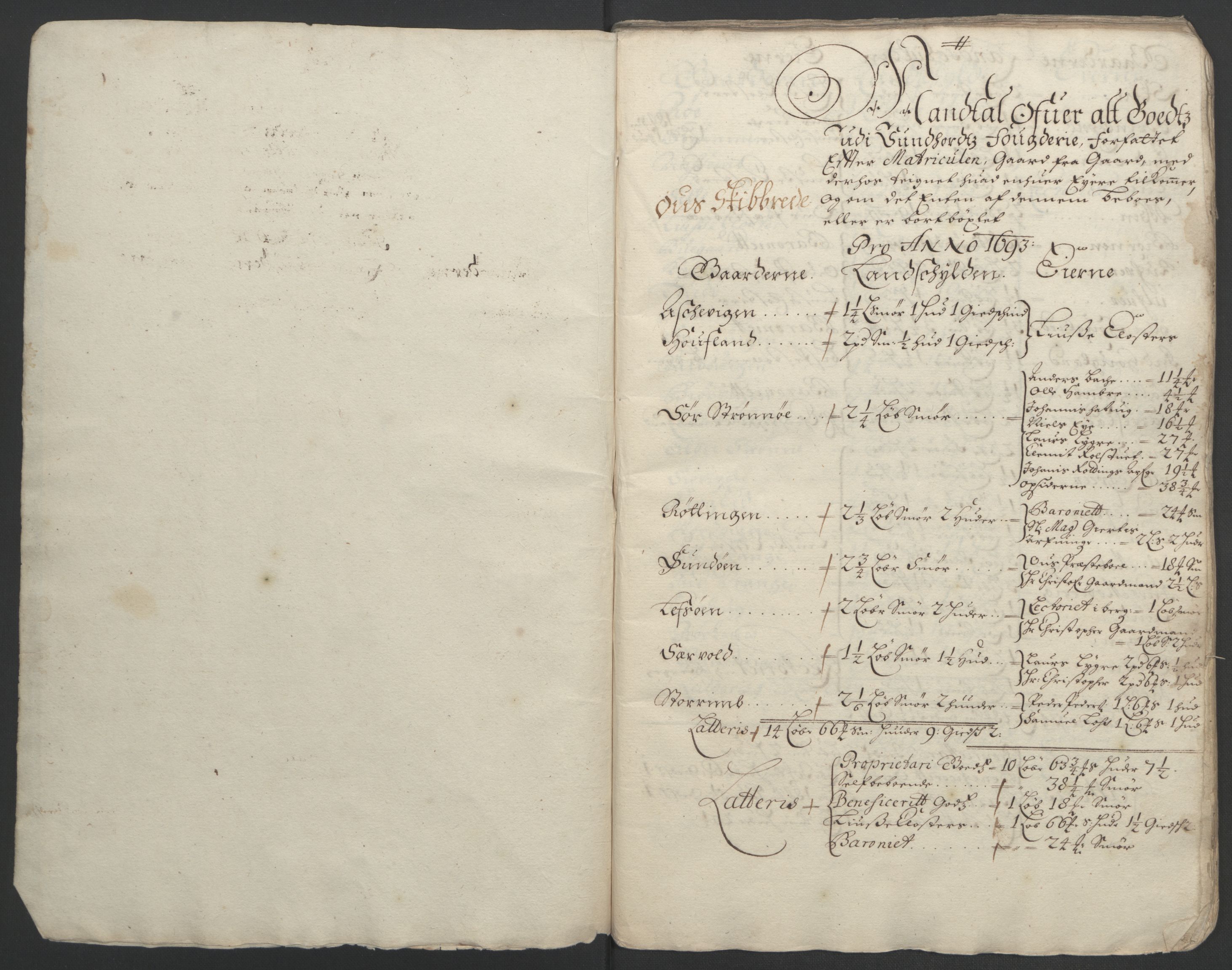 Rentekammeret inntil 1814, Reviderte regnskaper, Fogderegnskap, RA/EA-4092/R48/L2974: Fogderegnskap Sunnhordland og Hardanger, 1693, p. 15