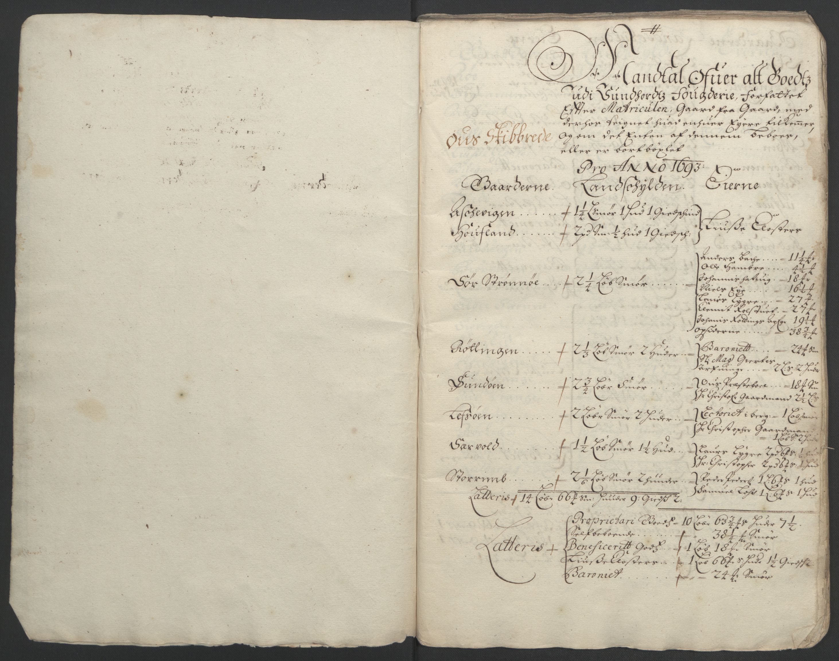 Rentekammeret inntil 1814, Reviderte regnskaper, Fogderegnskap, AV/RA-EA-4092/R48/L2974: Fogderegnskap Sunnhordland og Hardanger, 1693, p. 15