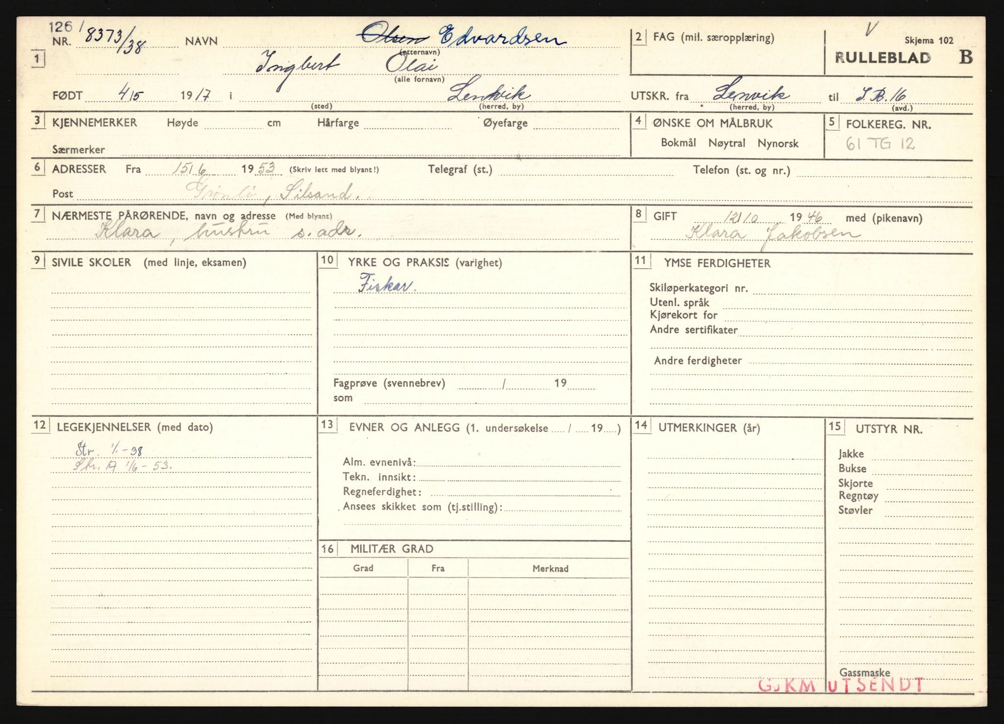Forsvaret, Troms infanteriregiment nr. 16, AV/RA-RAFA-3146/P/Pa/L0022: Rulleblad for regimentets menige mannskaper, årsklasse 1938, 1938, p. 195