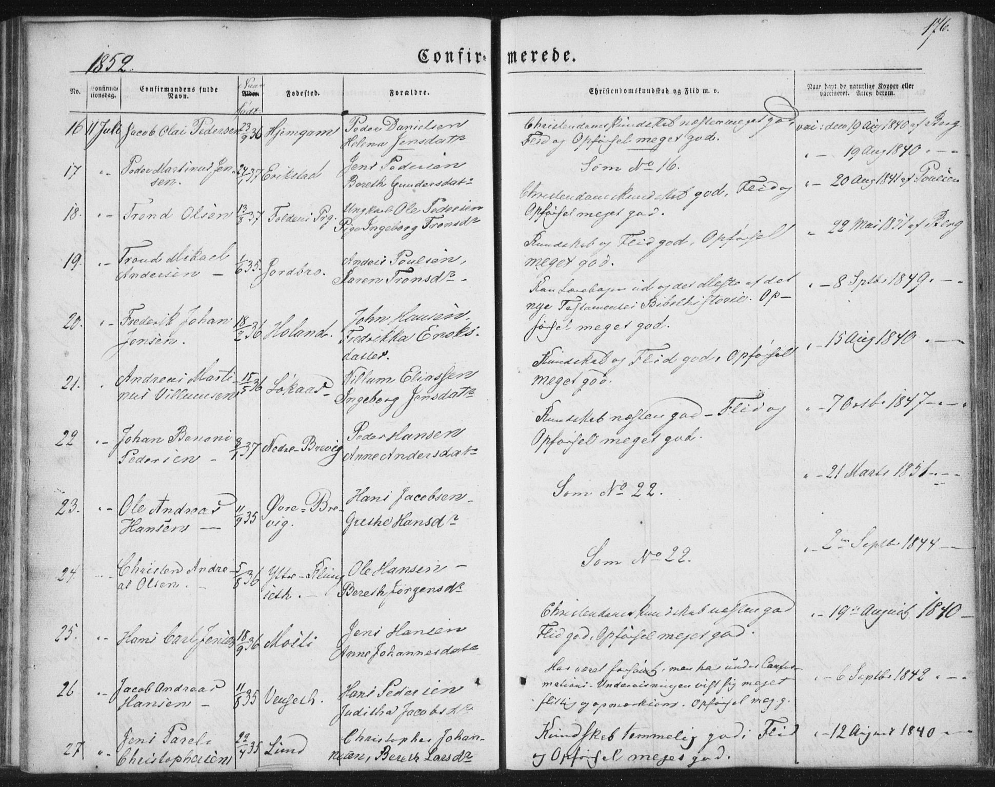 Ministerialprotokoller, klokkerbøker og fødselsregistre - Nordland, AV/SAT-A-1459/852/L0738: Parish register (official) no. 852A08, 1849-1865, p. 176