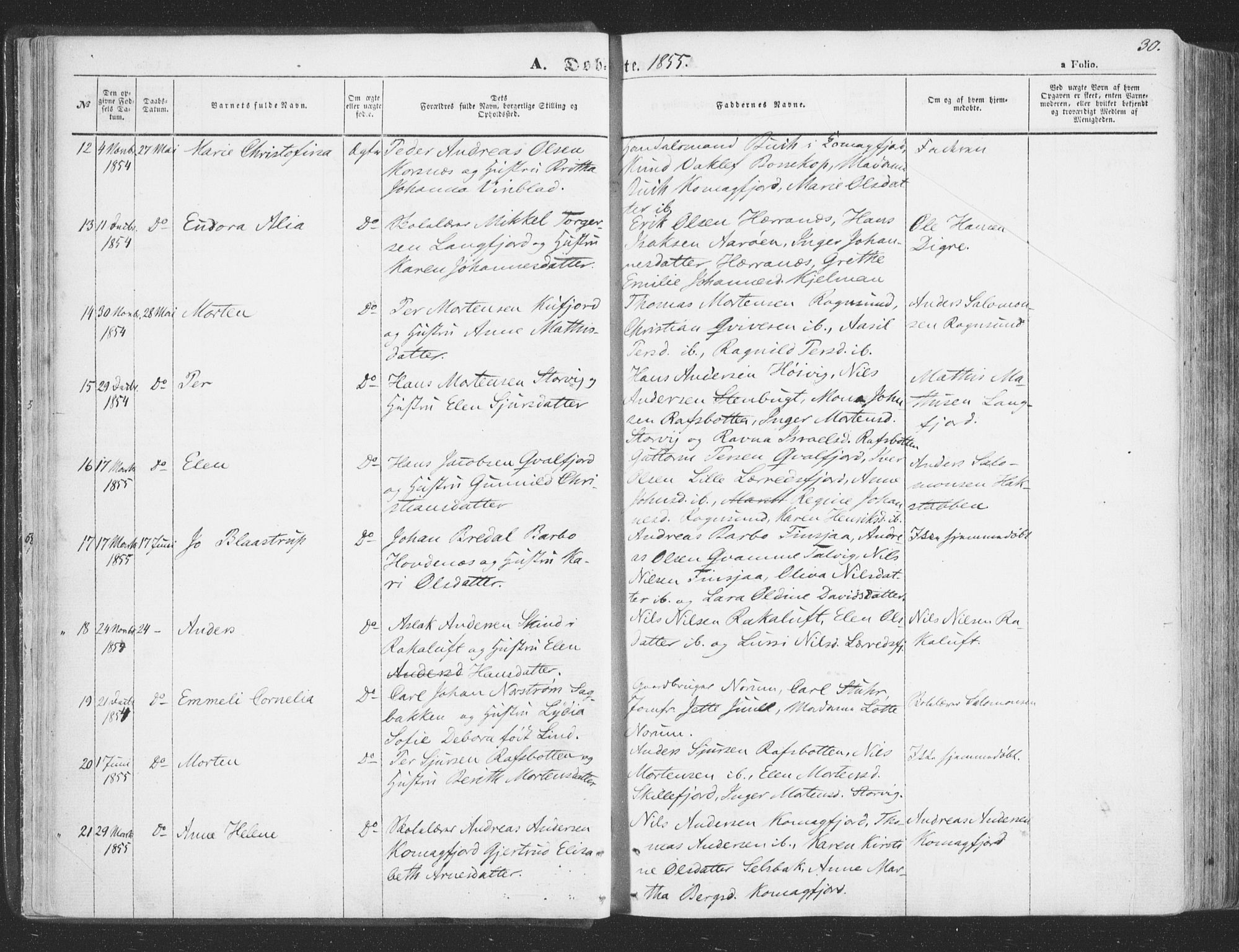 Talvik sokneprestkontor, SATØ/S-1337/H/Ha/L0010kirke: Parish register (official) no. 10, 1852-1864, p. 30