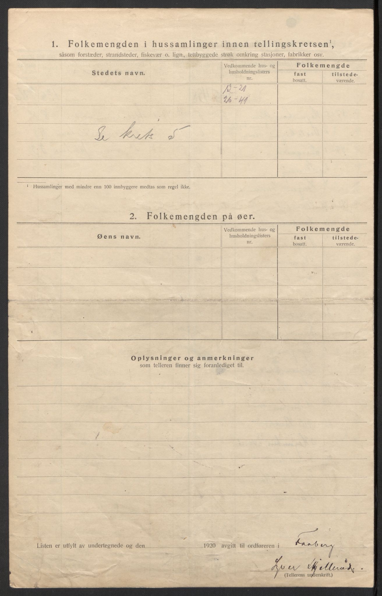 SAH, 1920 census for Fåberg, 1920, p. 47