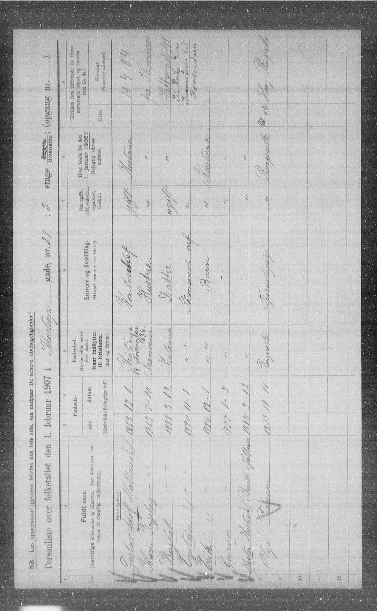 OBA, Municipal Census 1907 for Kristiania, 1907, p. 58677