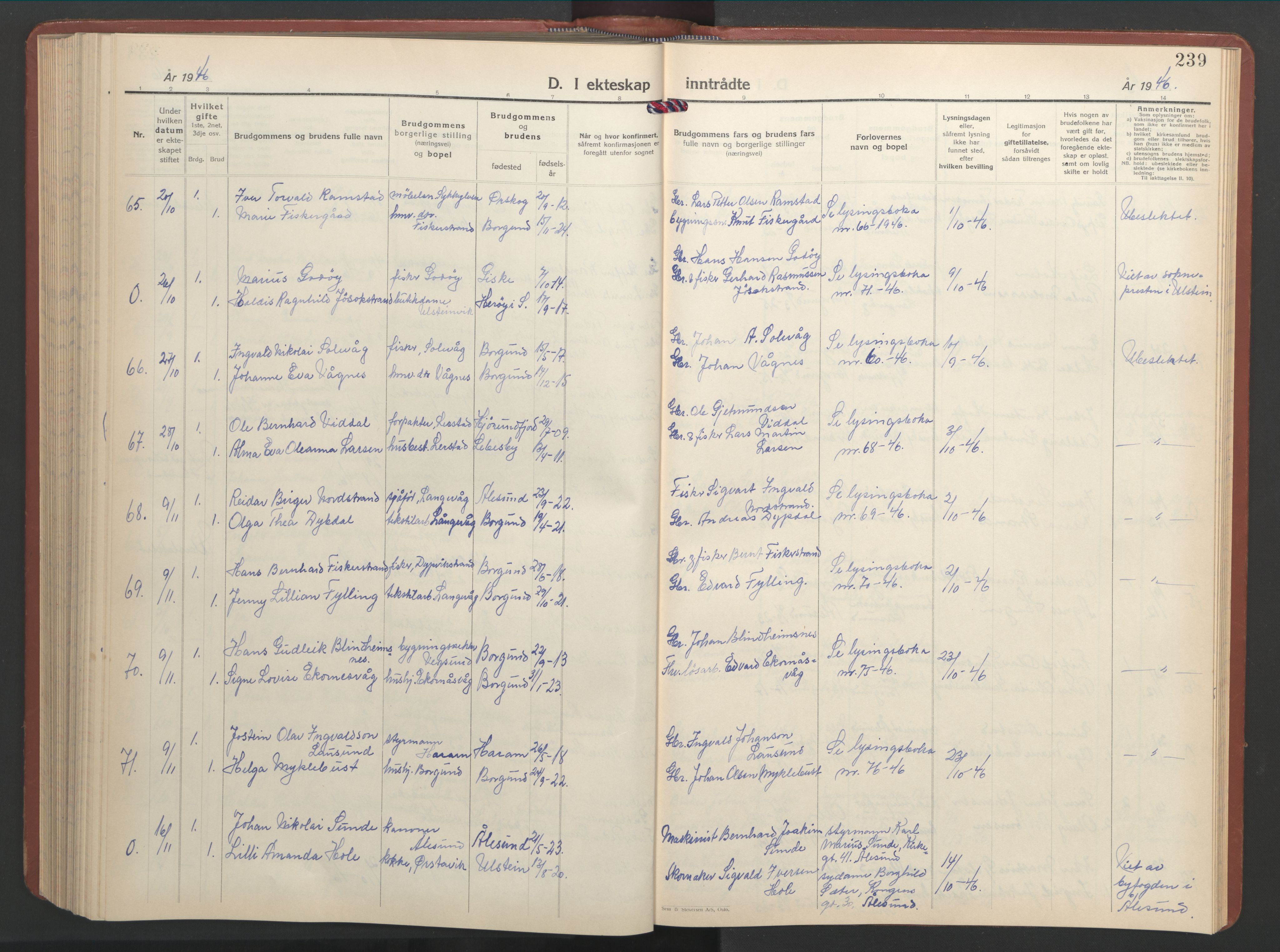 Ministerialprotokoller, klokkerbøker og fødselsregistre - Møre og Romsdal, SAT/A-1454/528/L0437: Parish register (copy) no. 528C18, 1939-1948, p. 239