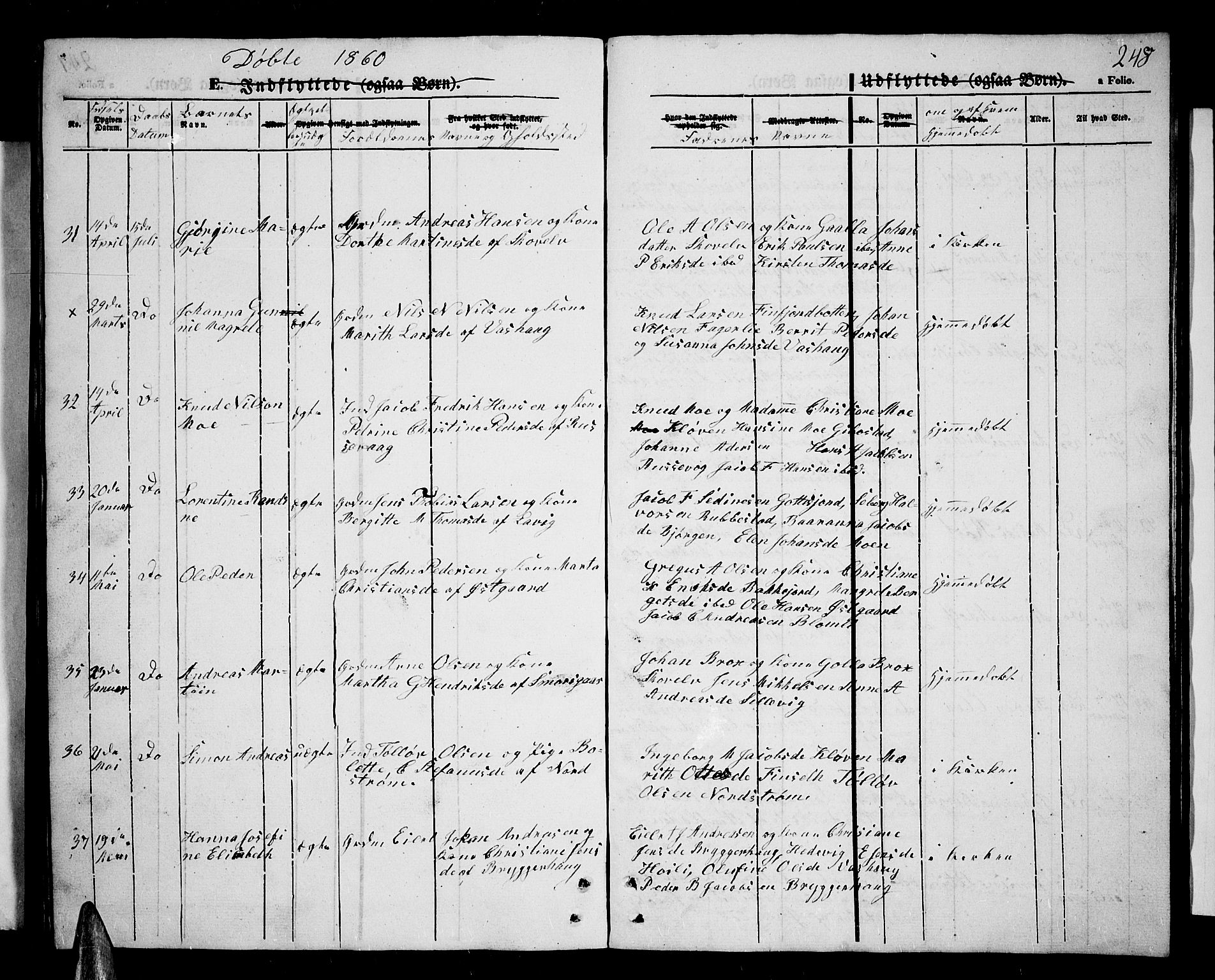 Tranøy sokneprestkontor, SATØ/S-1313/I/Ia/Iab/L0002klokker: Parish register (copy) no. 2, 1847-1860, p. 248