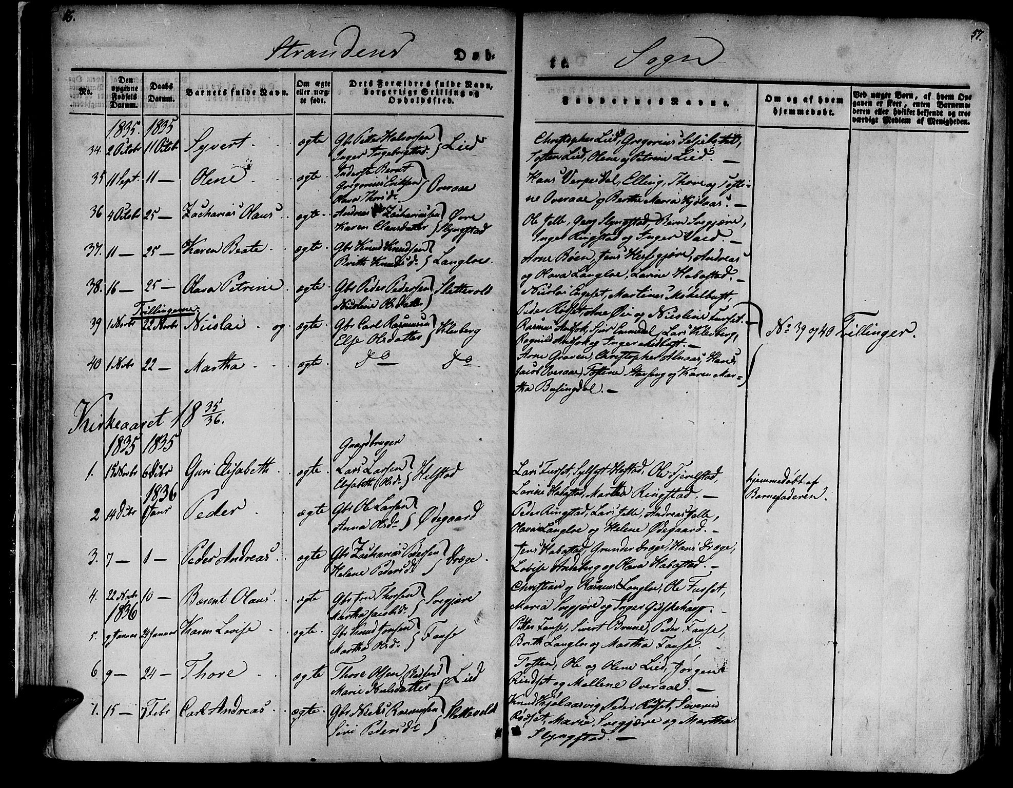 Ministerialprotokoller, klokkerbøker og fødselsregistre - Møre og Romsdal, SAT/A-1454/520/L0274: Parish register (official) no. 520A04, 1827-1864, p. 56-57