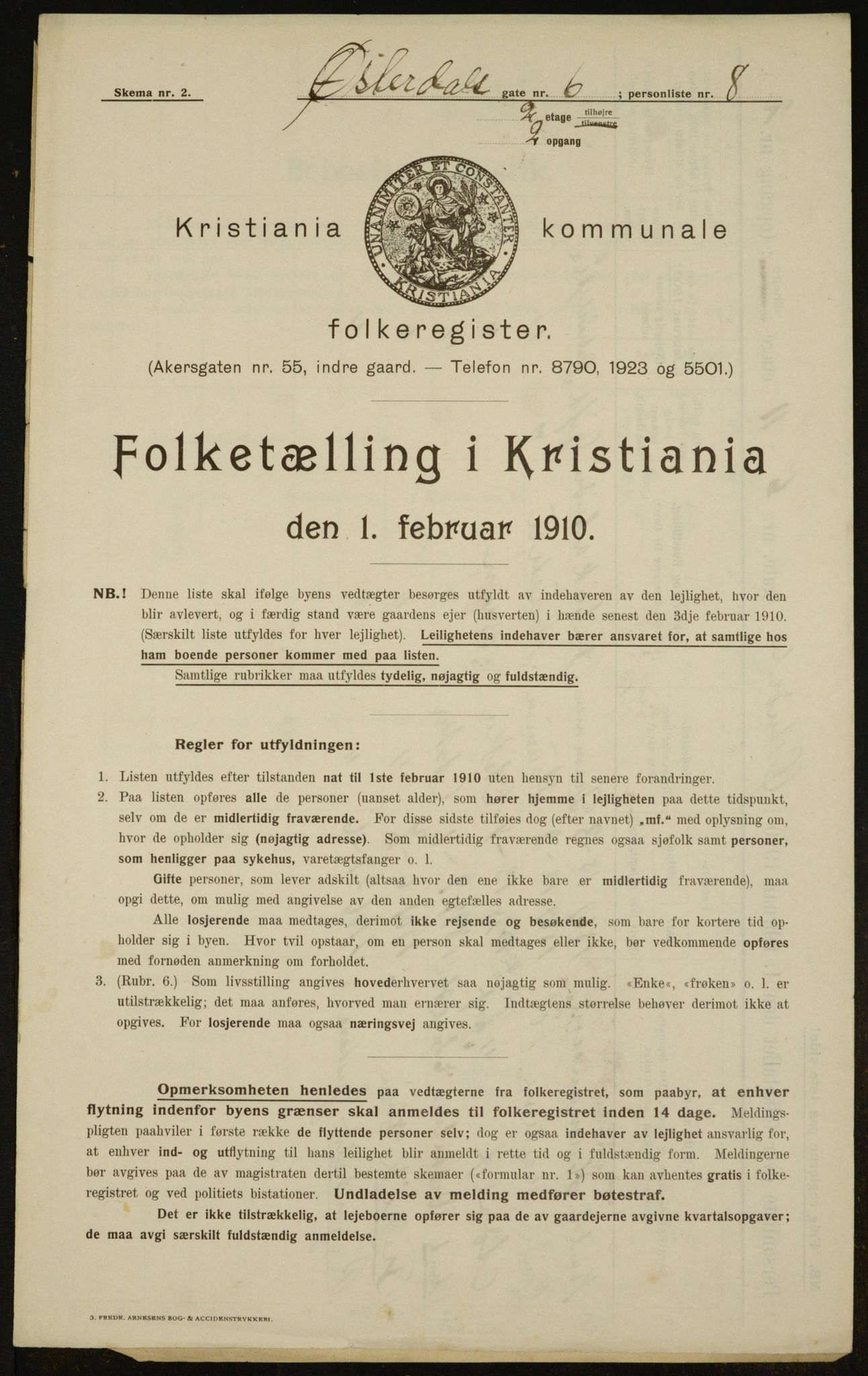 OBA, Municipal Census 1910 for Kristiania, 1910, p. 122391