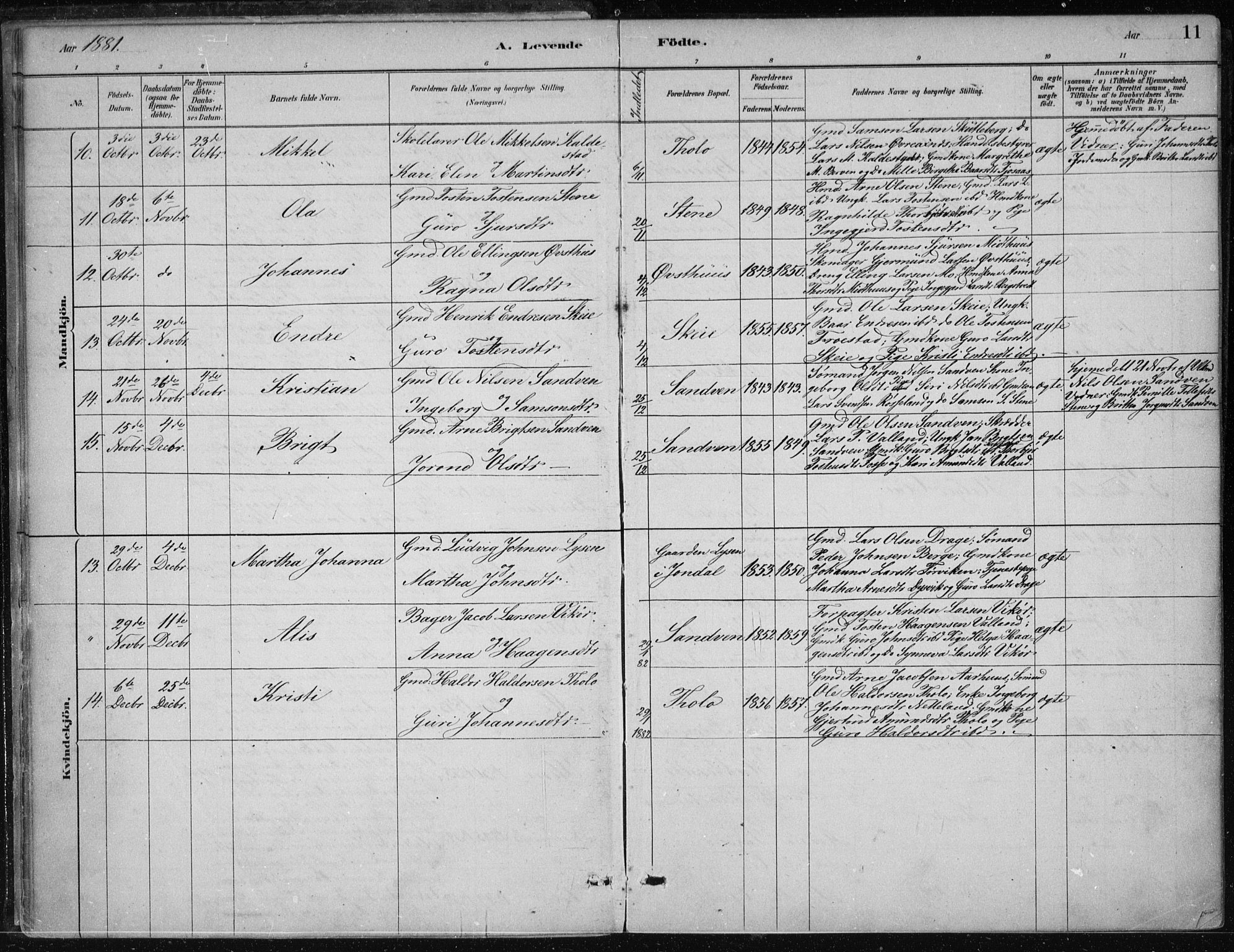 Kvam sokneprestembete, AV/SAB-A-76201/H/Haa: Parish register (official) no. B  1, 1880-1908, p. 11