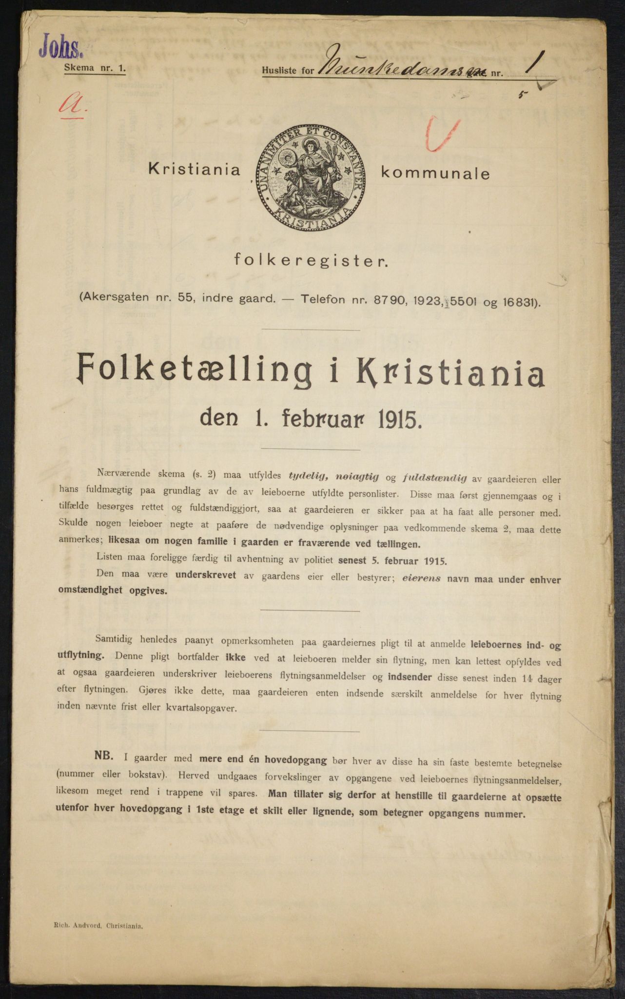 OBA, Municipal Census 1915 for Kristiania, 1915, p. 66138