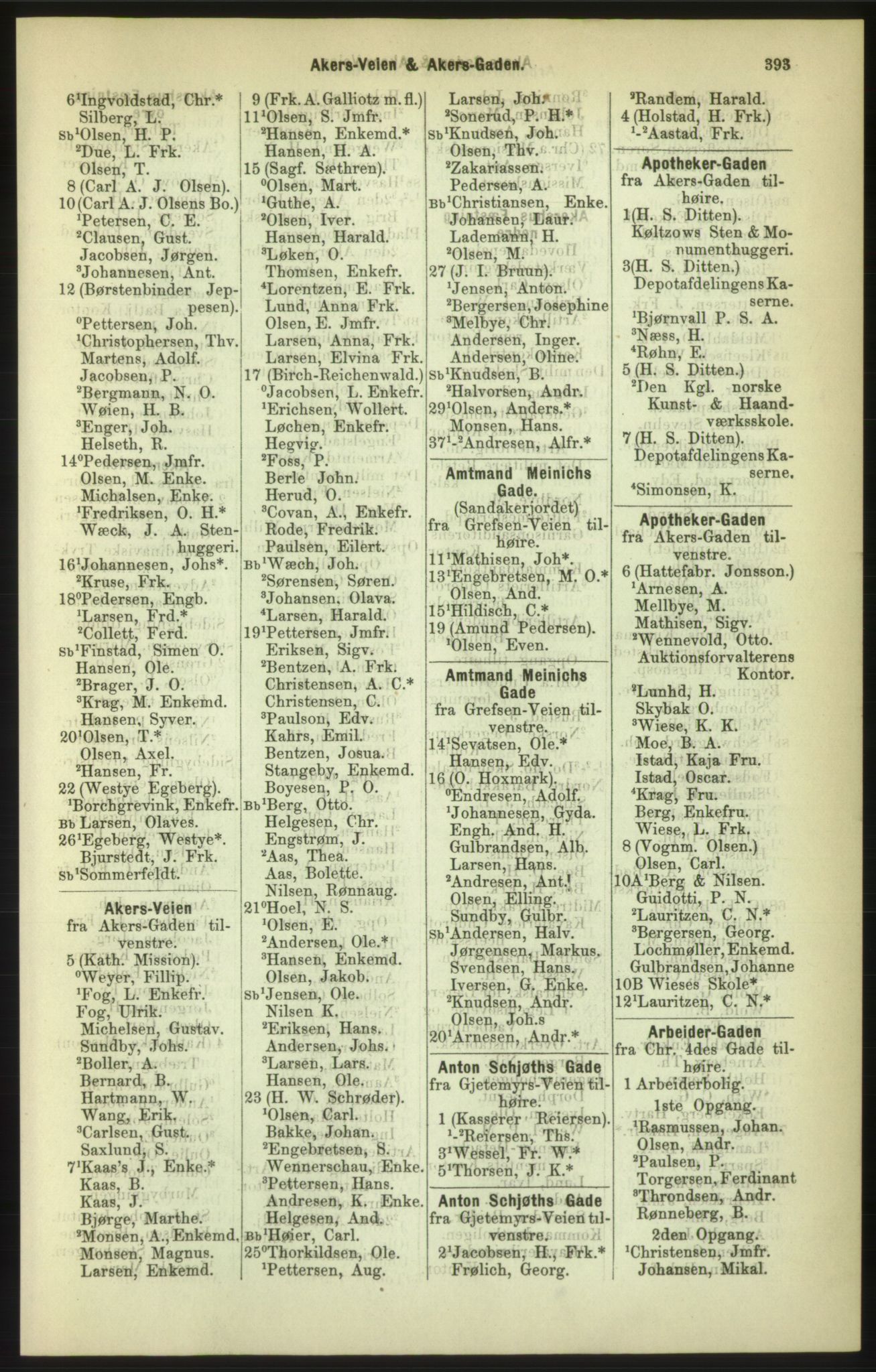 Kristiania/Oslo adressebok, PUBL/-, 1886, p. 393