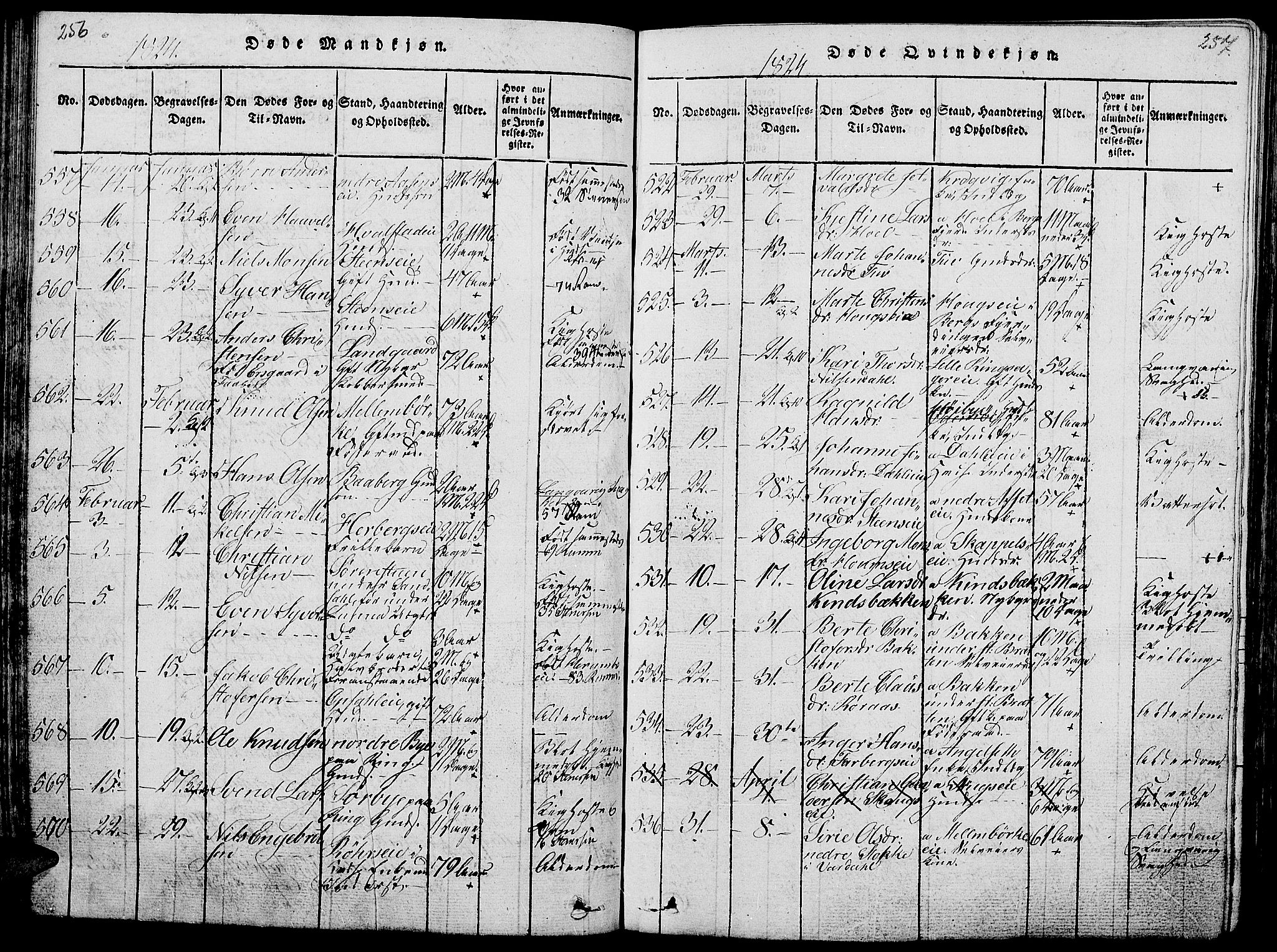 Ringsaker prestekontor, SAH/PREST-014/L/La/L0001: Parish register (copy) no. 1, 1814-1826, p. 256-257