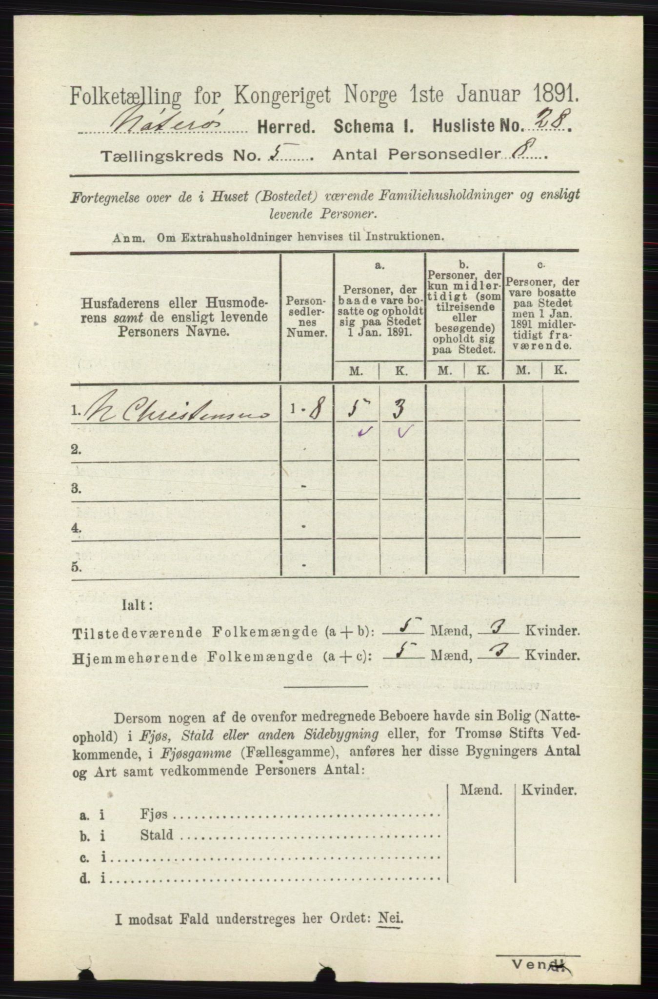 RA, 1891 census for 0722 Nøtterøy, 1891, p. 2542