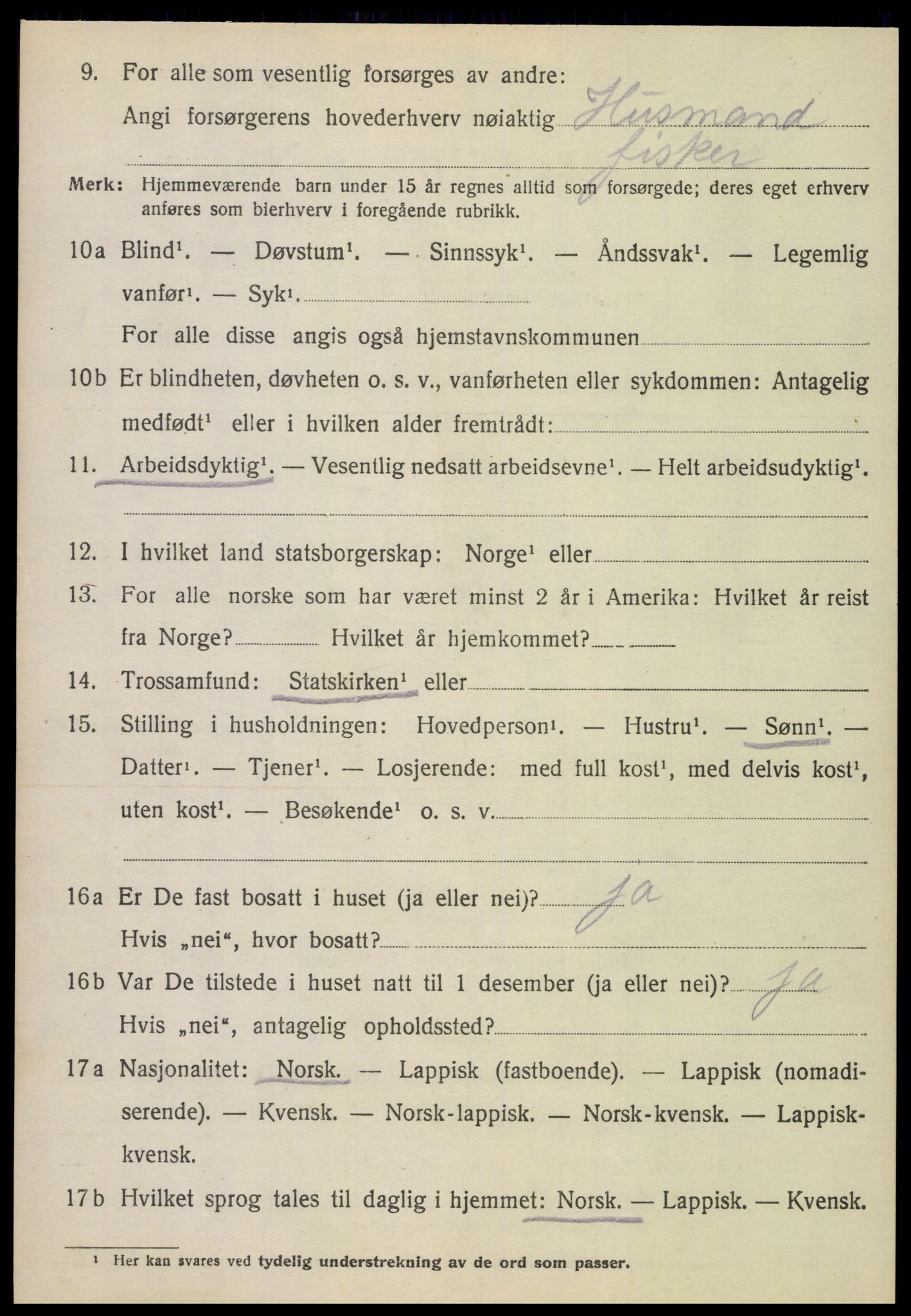 SAT, 1920 census for Hamarøy, 1920, p. 2935