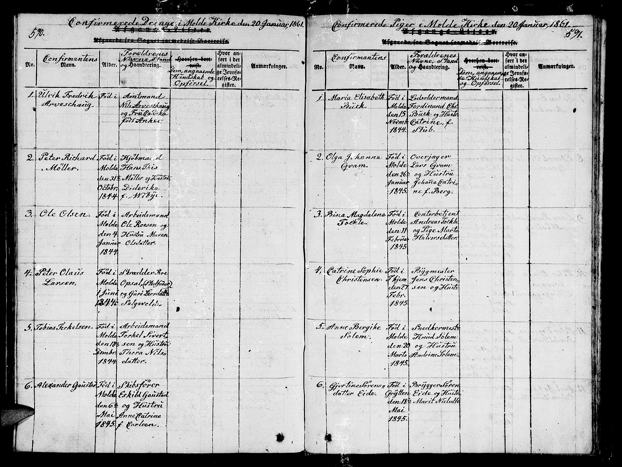Ministerialprotokoller, klokkerbøker og fødselsregistre - Møre og Romsdal, SAT/A-1454/558/L0700: Parish register (copy) no. 558C01, 1818-1868, p. 590-591