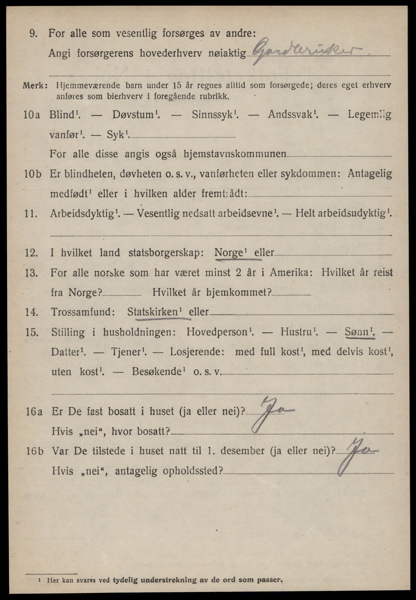 SAT, 1920 census for Vatne, 1920, p. 2219