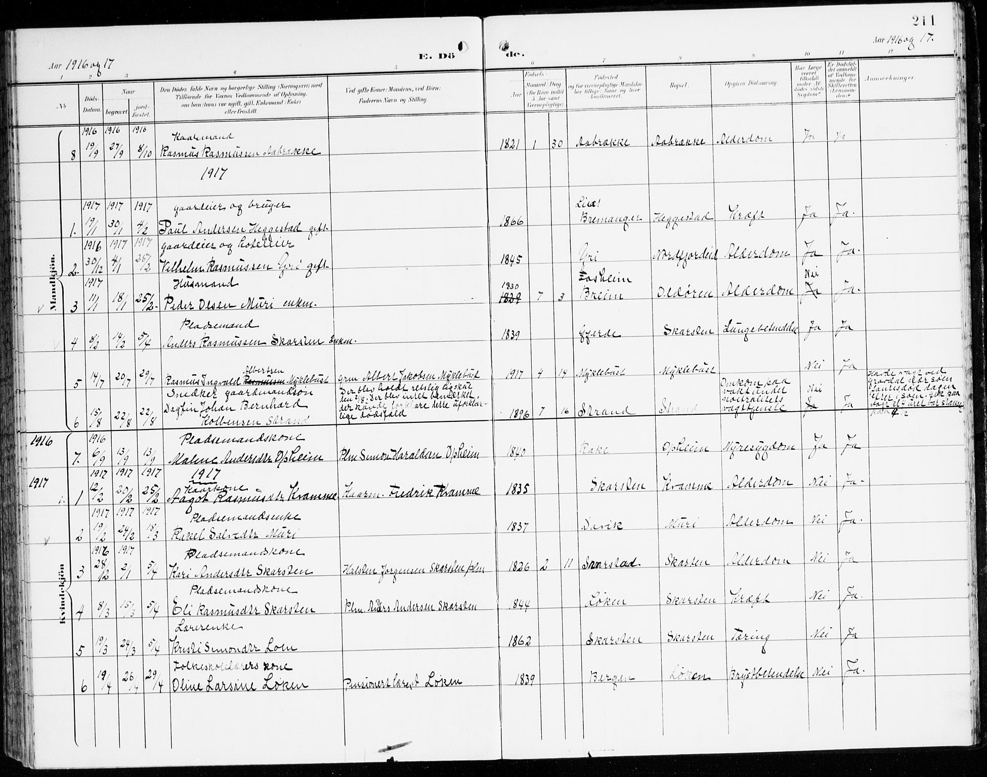 Innvik sokneprestembete, AV/SAB-A-80501: Parish register (official) no. C 2, 1900-1920, p. 211