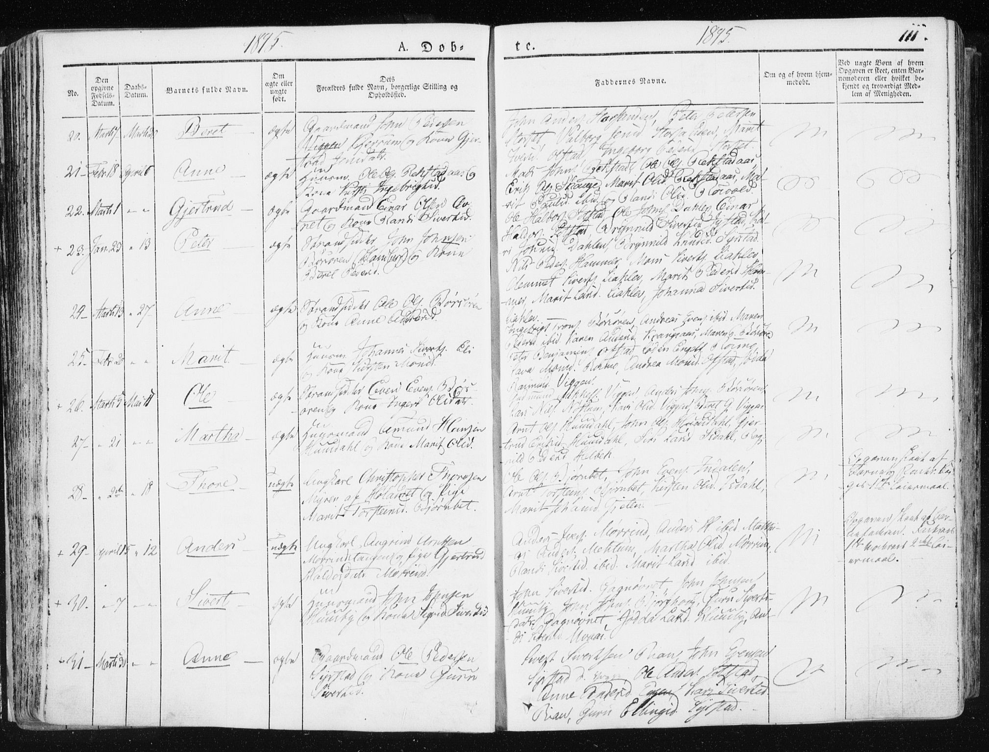 Ministerialprotokoller, klokkerbøker og fødselsregistre - Sør-Trøndelag, AV/SAT-A-1456/665/L0771: Parish register (official) no. 665A06, 1830-1856, p. 111