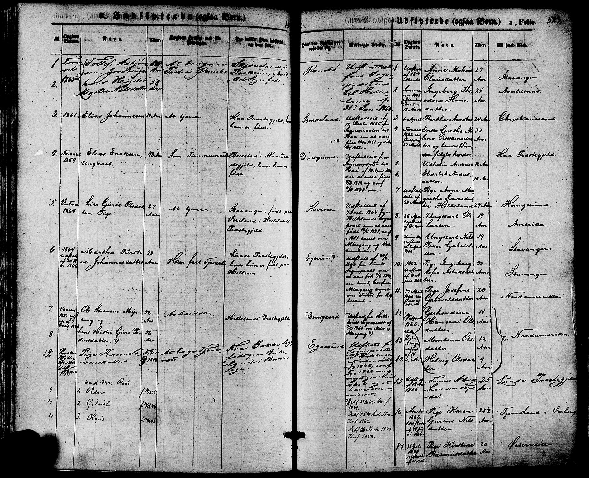 Eigersund sokneprestkontor, SAST/A-101807/S08/L0014: Parish register (official) no. A 13, 1866-1878, p. 523