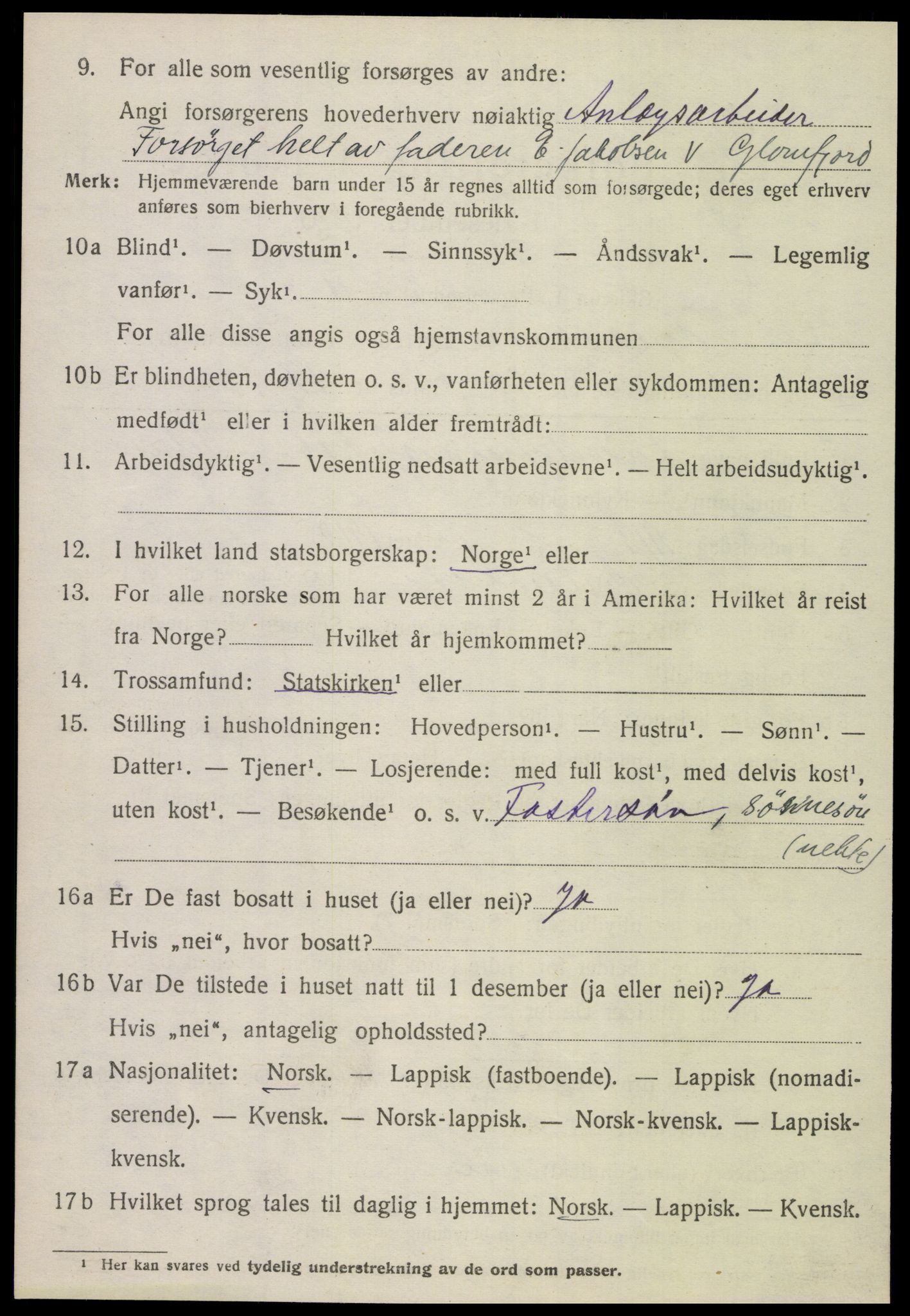 SAT, 1920 census for Gildeskål, 1920, p. 3711