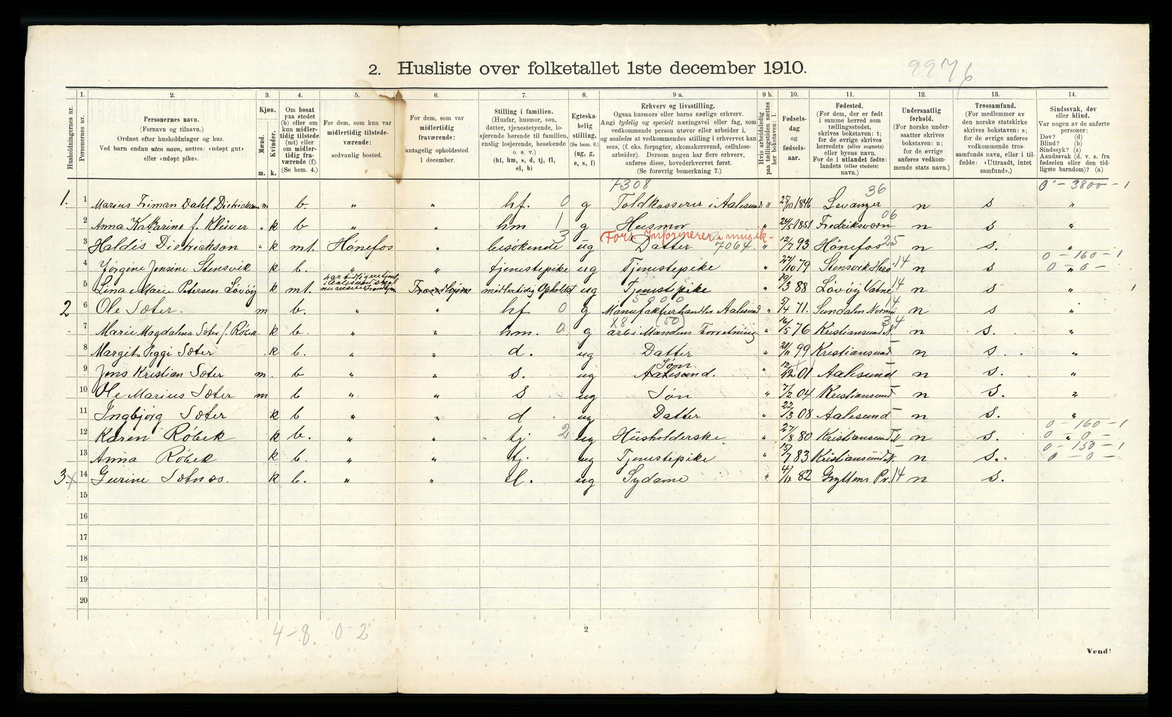 RA, 1910 census for Borgund, 1910, p. 654