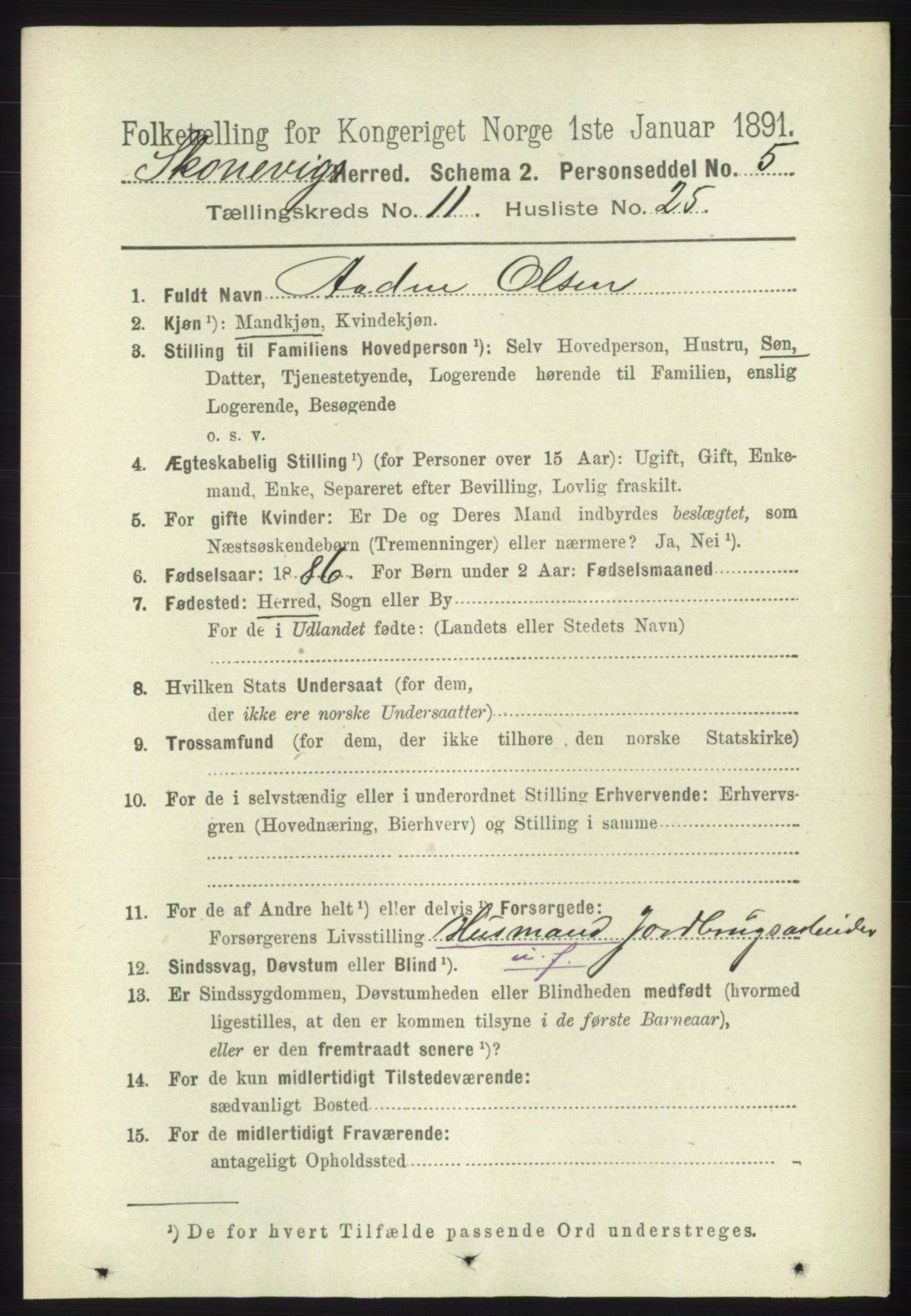 RA, 1891 census for 1212 Skånevik, 1891, p. 3481