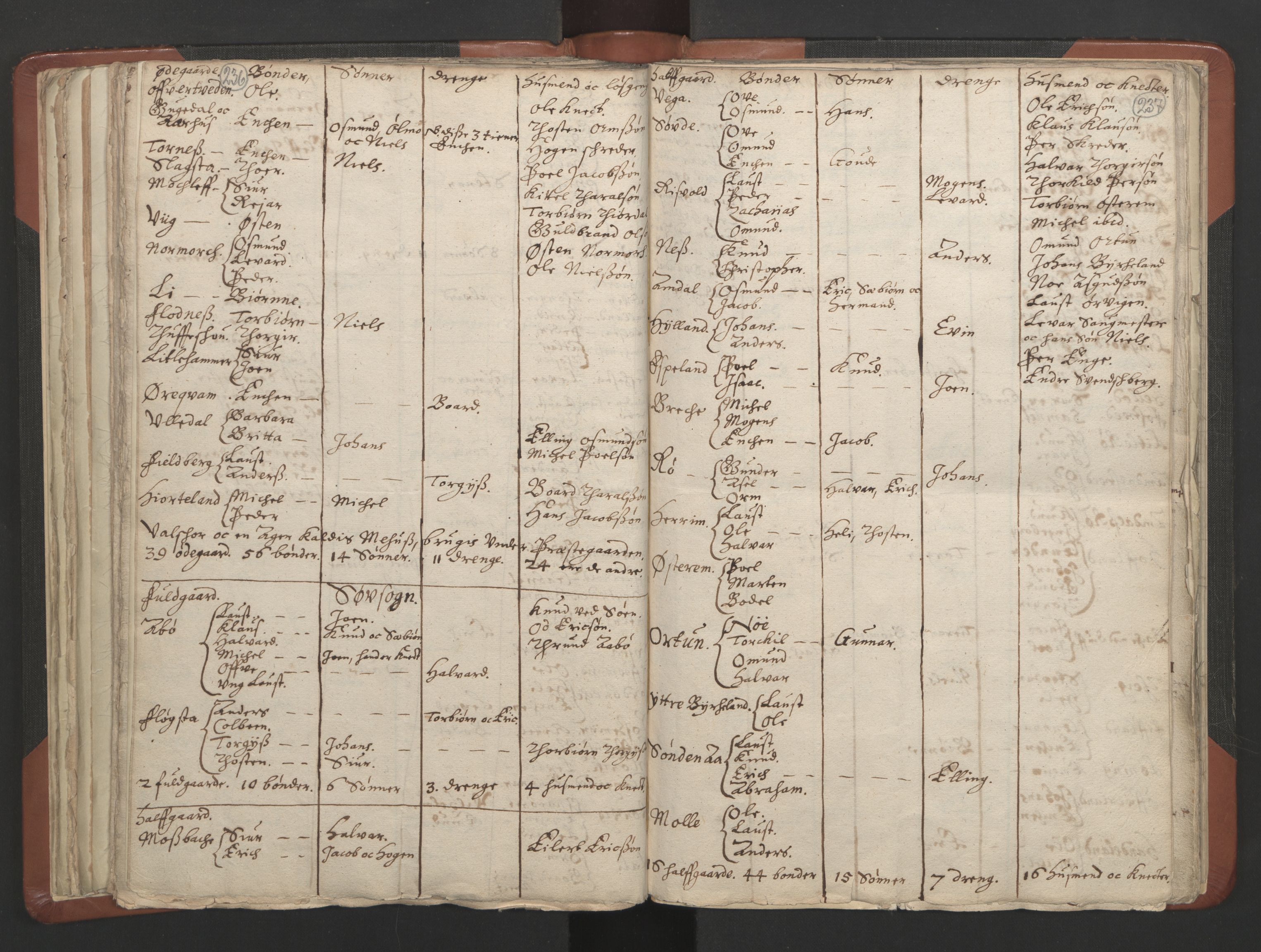 RA, Vicar's Census 1664-1666, no. 19: Ryfylke deanery, 1664-1666, p. 236-237