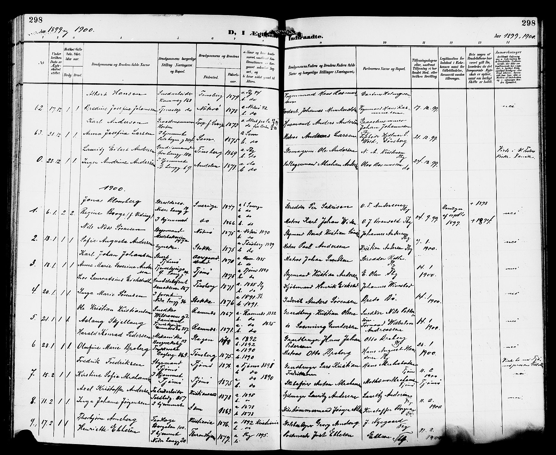 Tønsberg kirkebøker, AV/SAKO-A-330/G/Ga/L0007: Parish register (copy) no. 7, 1896-1904, p. 298