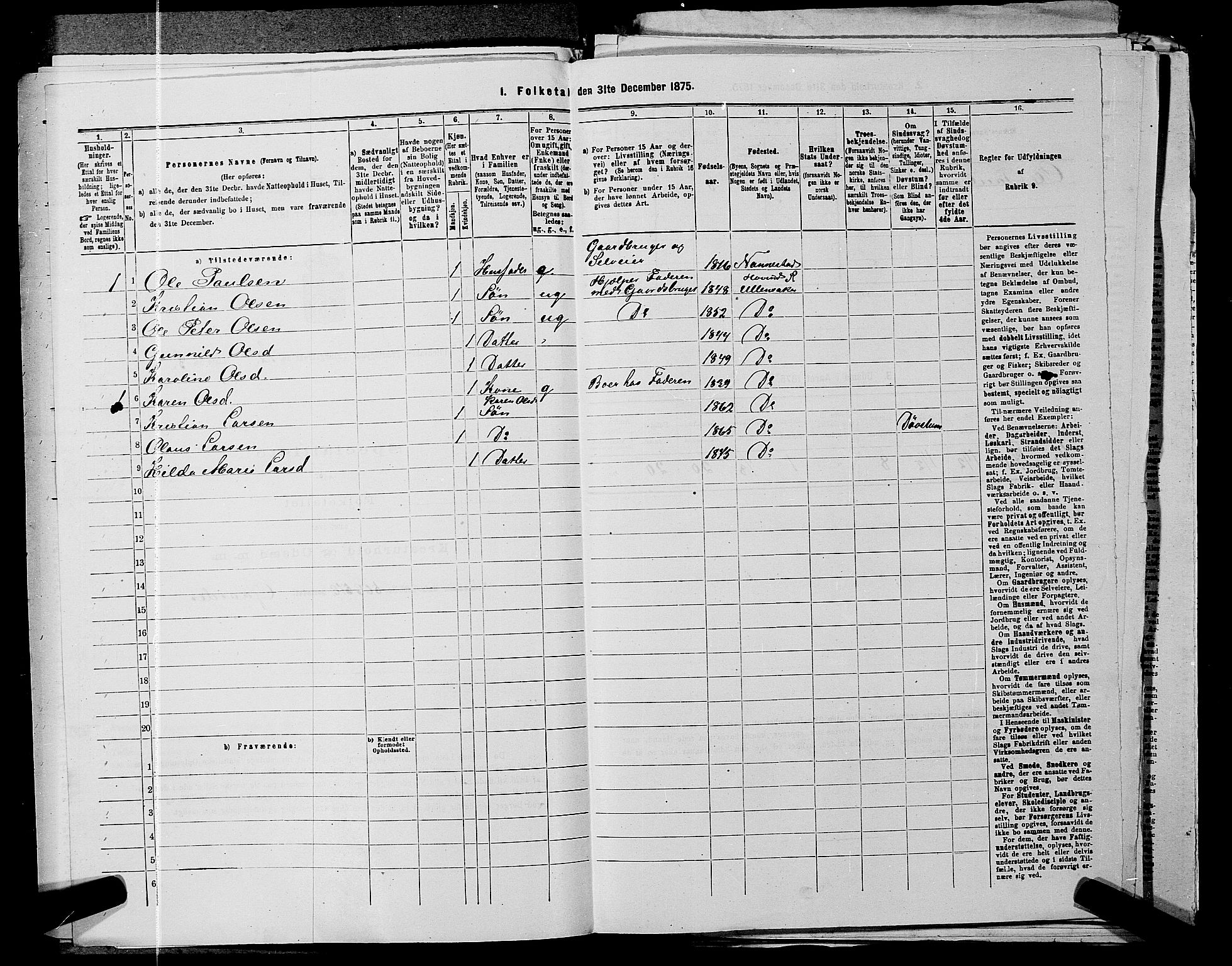 RA, 1875 census for 0235P Ullensaker, 1875, p. 1820