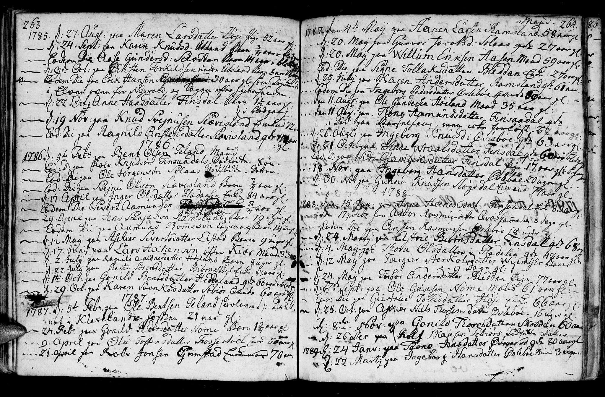 Holum sokneprestkontor, AV/SAK-1111-0022/F/Fa/Fac/L0001: Parish register (official) no. A 1, 1773-1820, p. 263-264