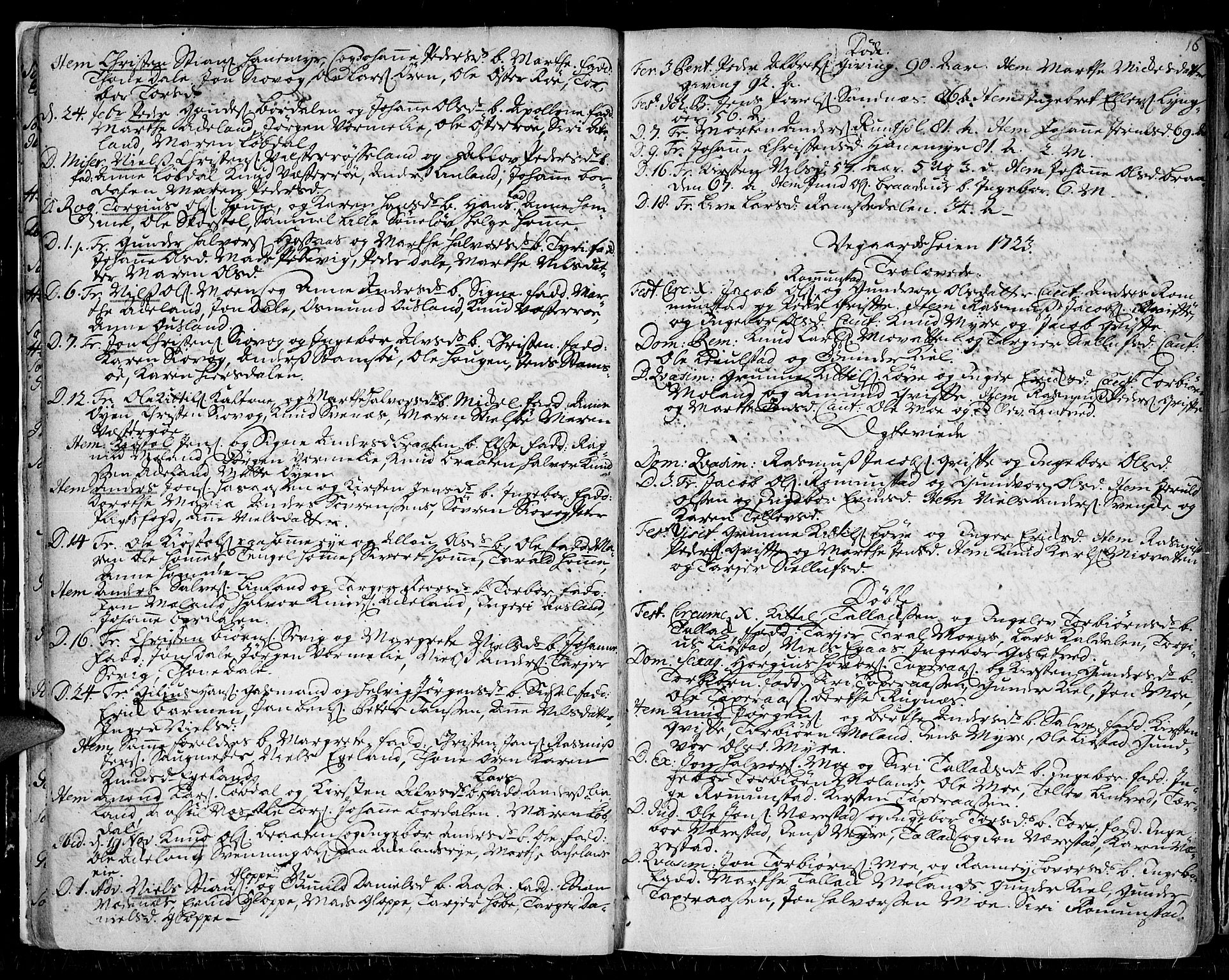 Gjerstad sokneprestkontor, SAK/1111-0014/F/Fa/Faa/L0002: Parish register (official) no. A 2, 1717-1779, p. 16