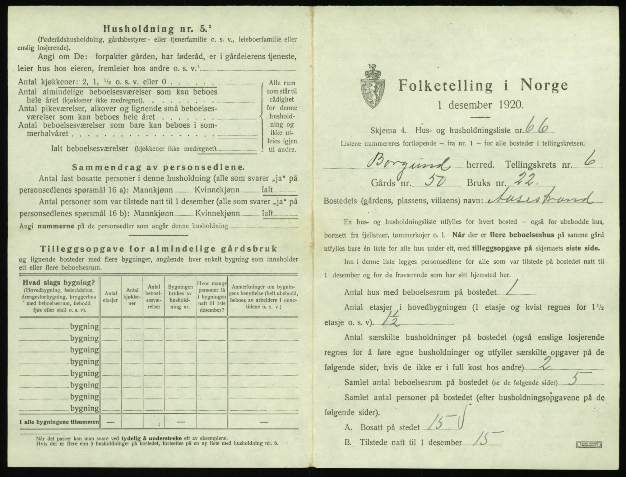 SAT, 1920 census for Borgund, 1920, p. 684