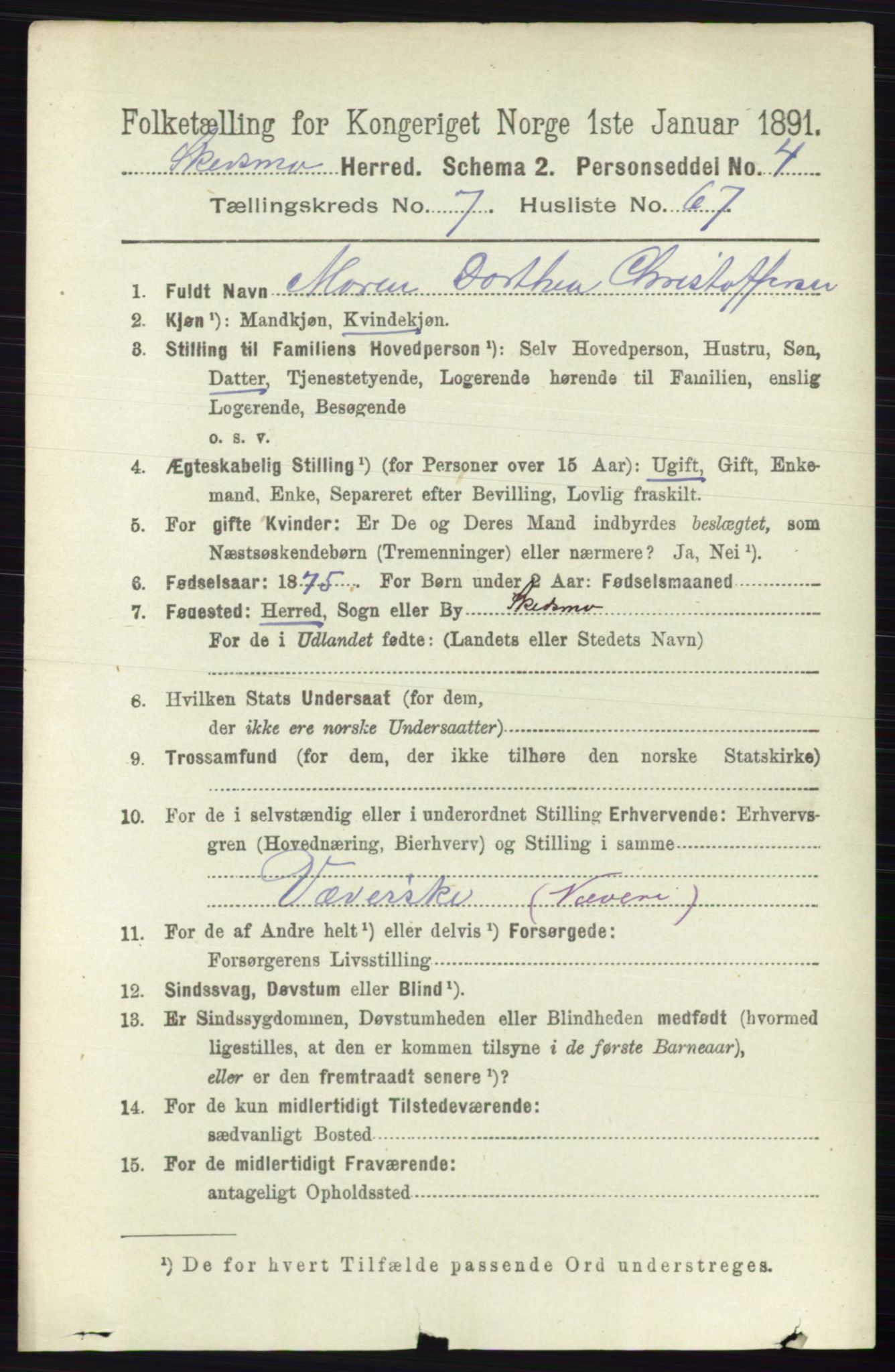 RA, 1891 census for 0231 Skedsmo, 1891, p. 3808