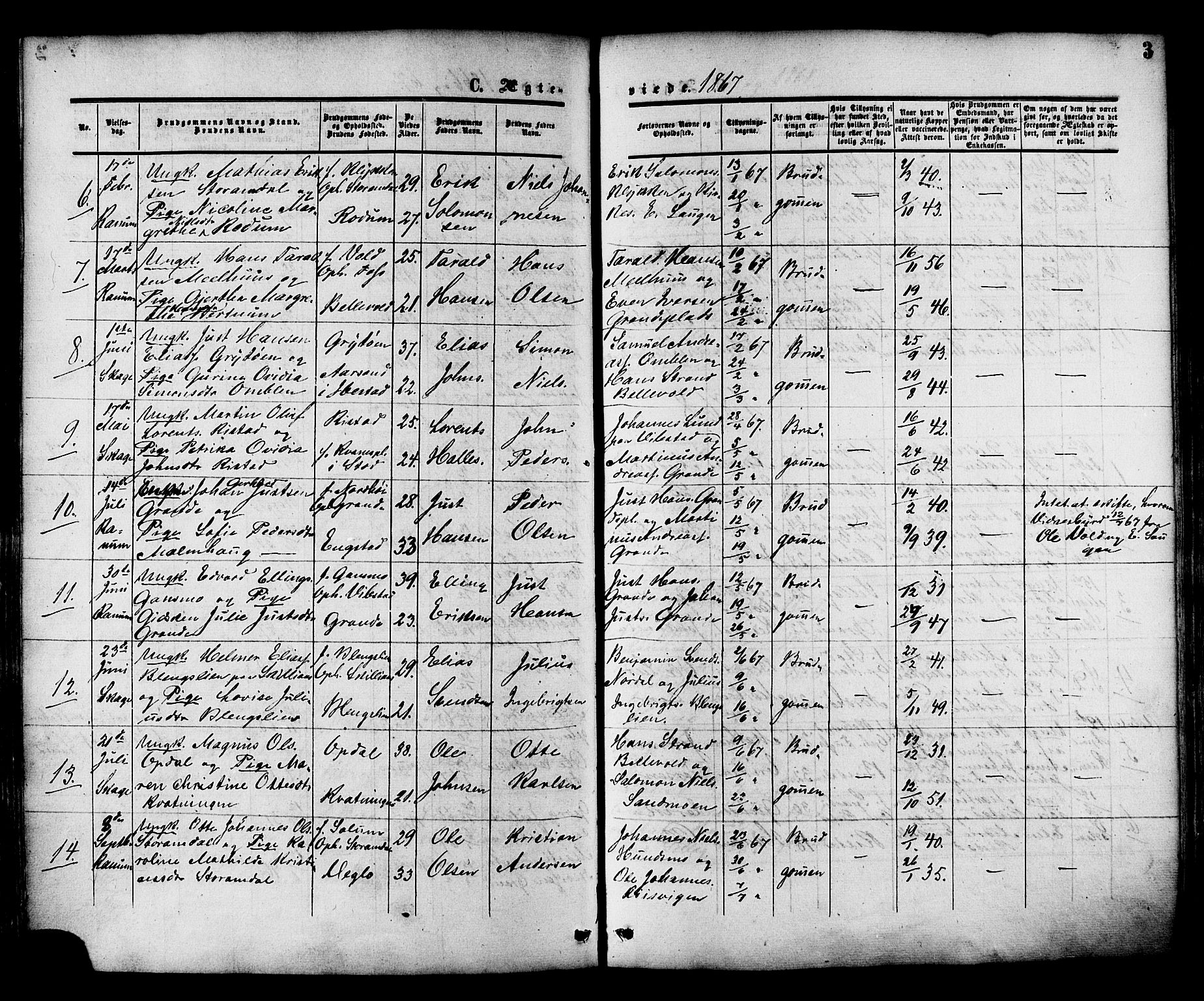 Ministerialprotokoller, klokkerbøker og fødselsregistre - Nord-Trøndelag, SAT/A-1458/764/L0553: Parish register (official) no. 764A08, 1858-1880, p. 3