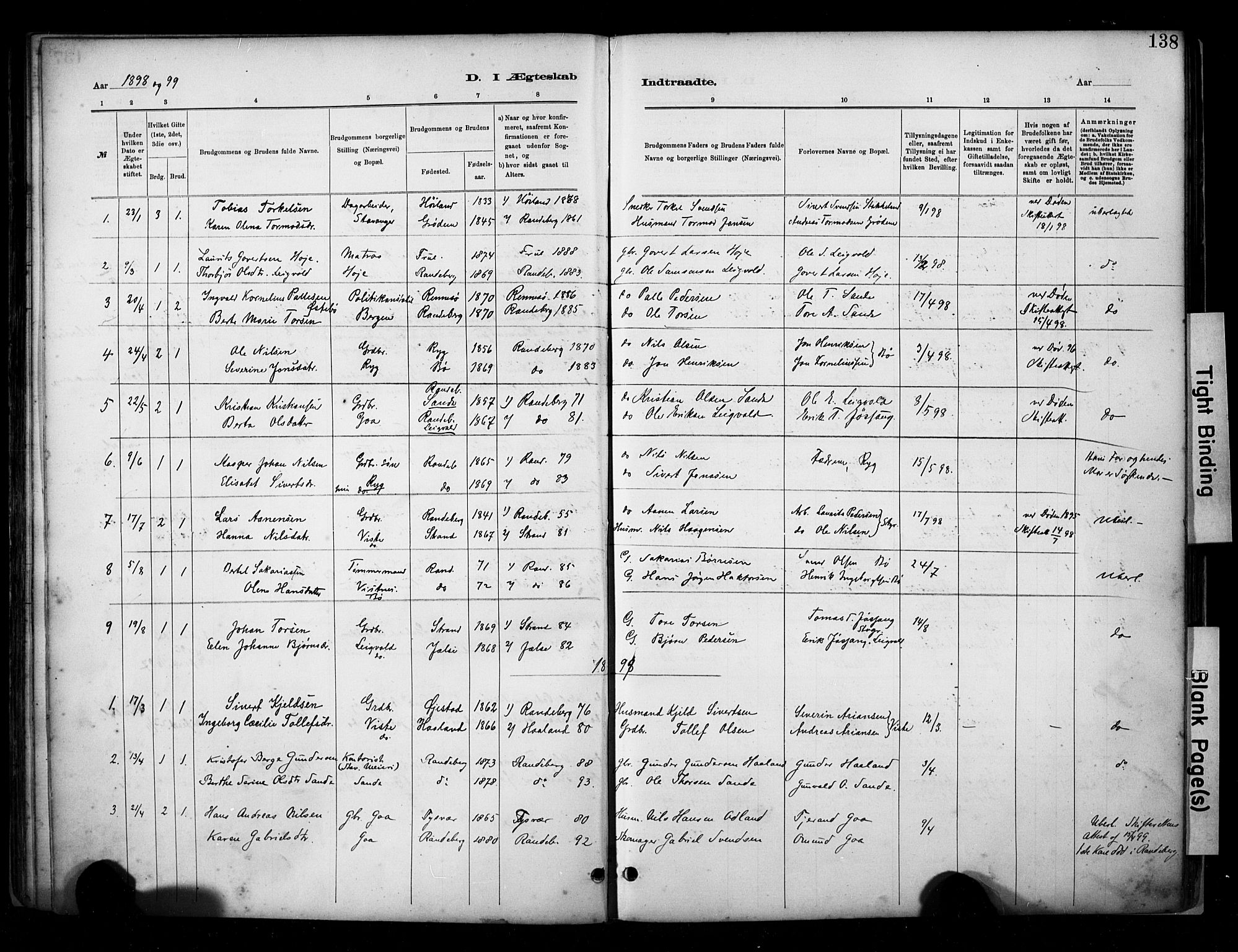 Hetland sokneprestkontor, SAST/A-101826/30/30BA/L0009: Parish register (official) no. A 9, 1882-1918, p. 138