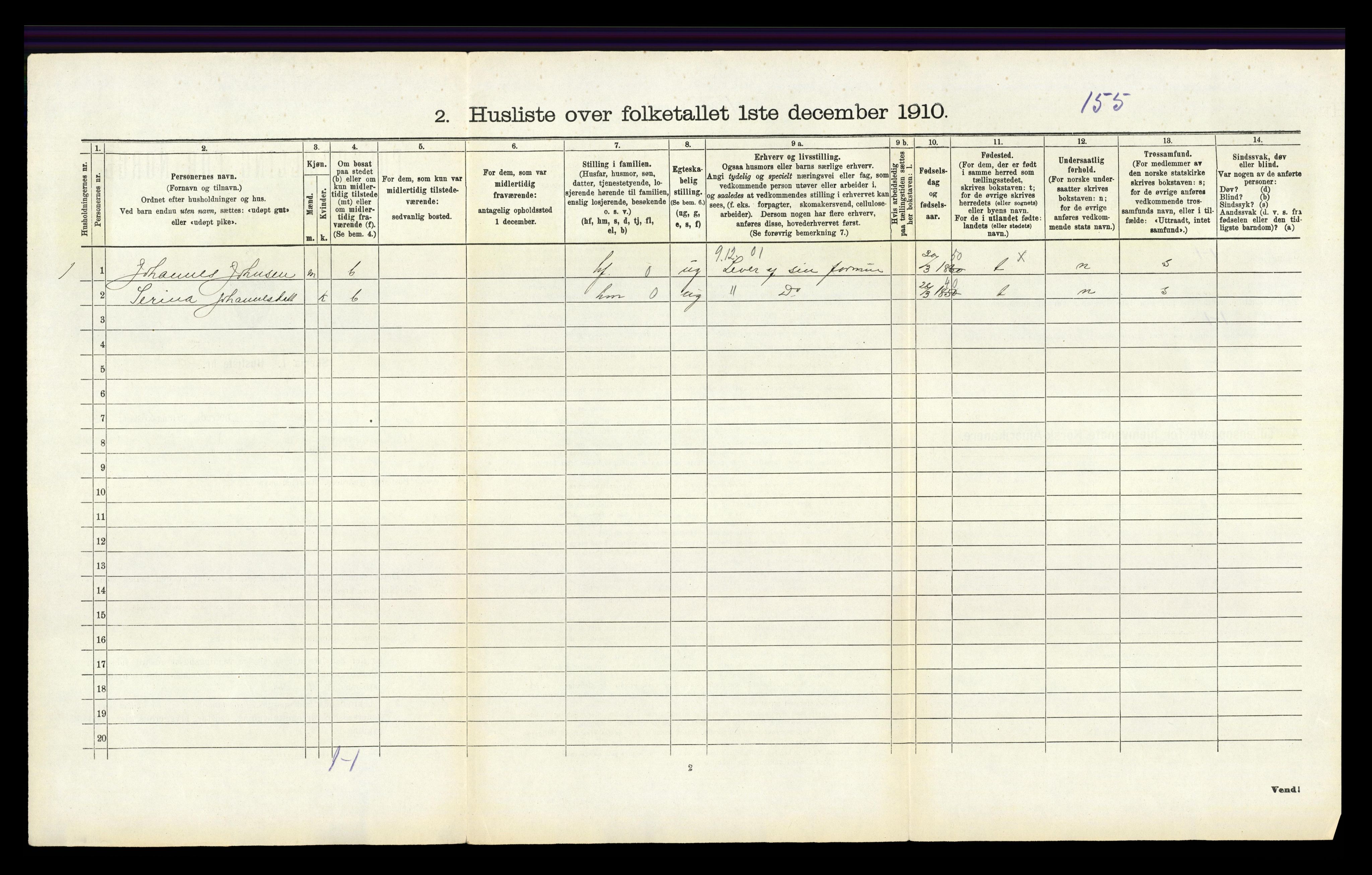 RA, 1910 census for Nedstrand, 1910, p. 90