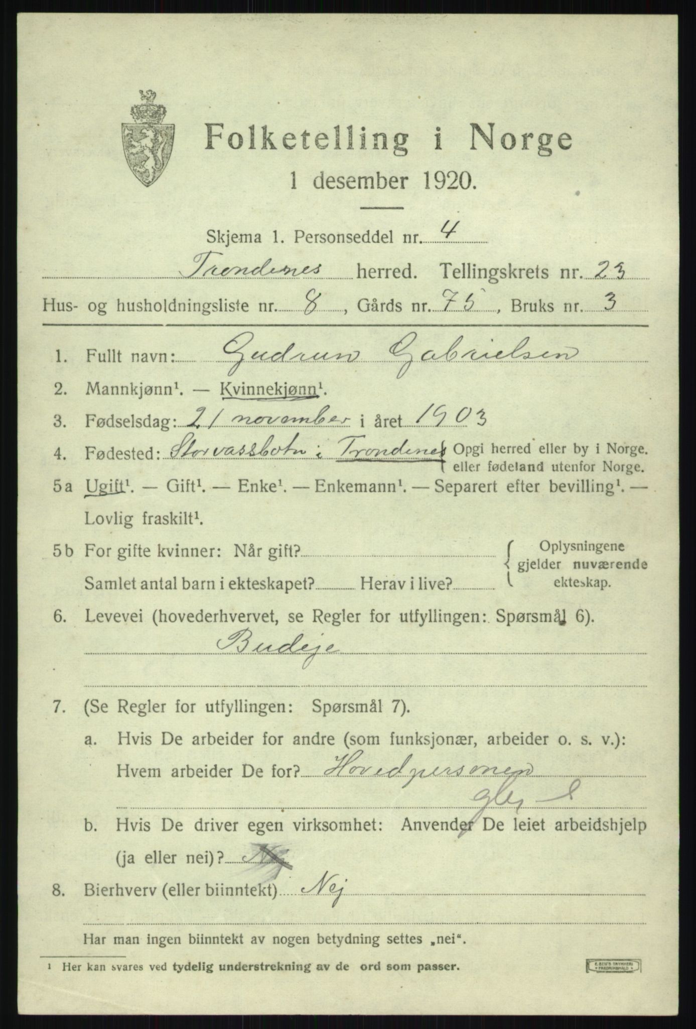 SATØ, 1920 census for Trondenes, 1920, p. 17972