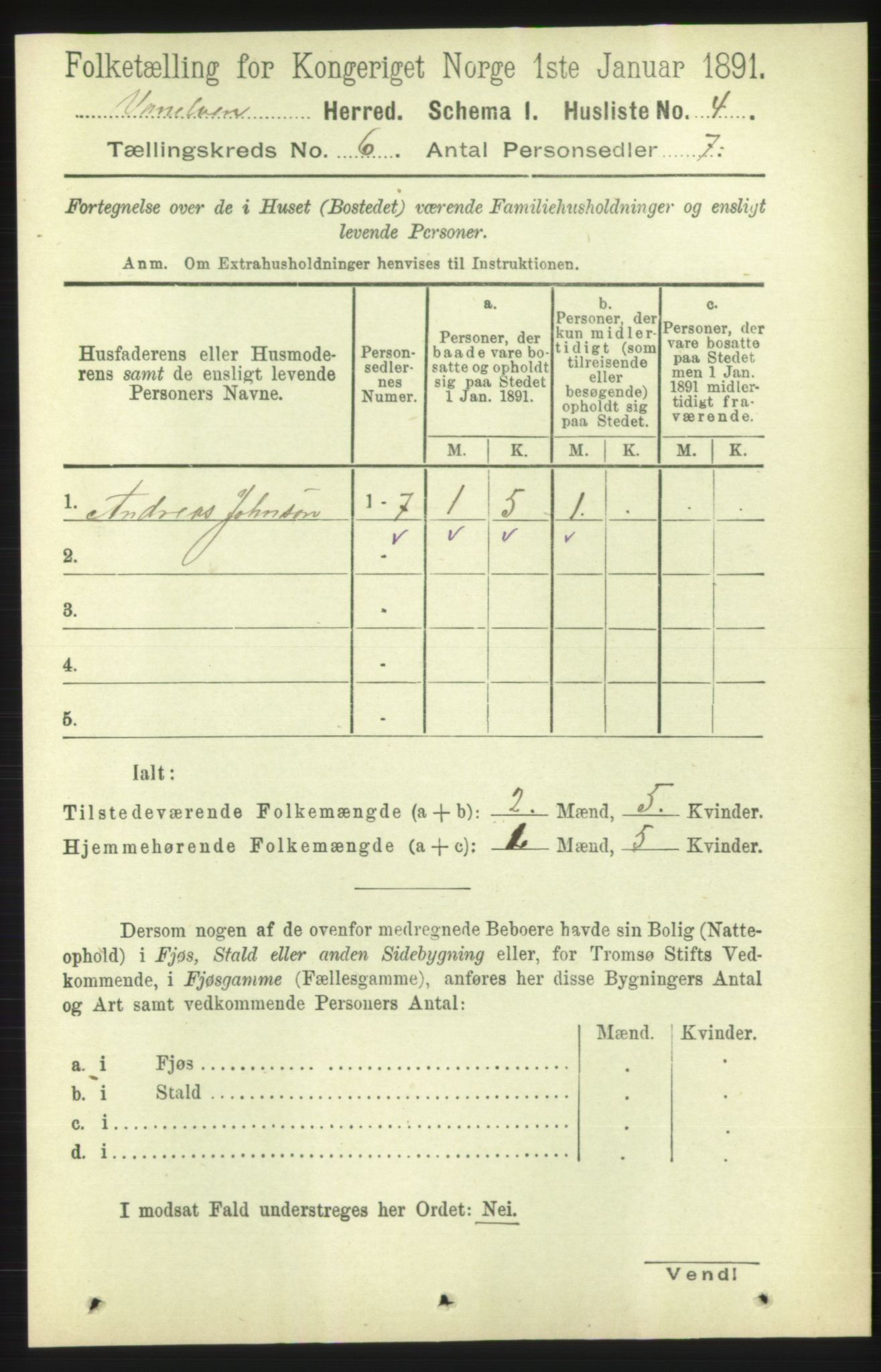 RA, 1891 census for 1511 Vanylven, 1891, p. 2618