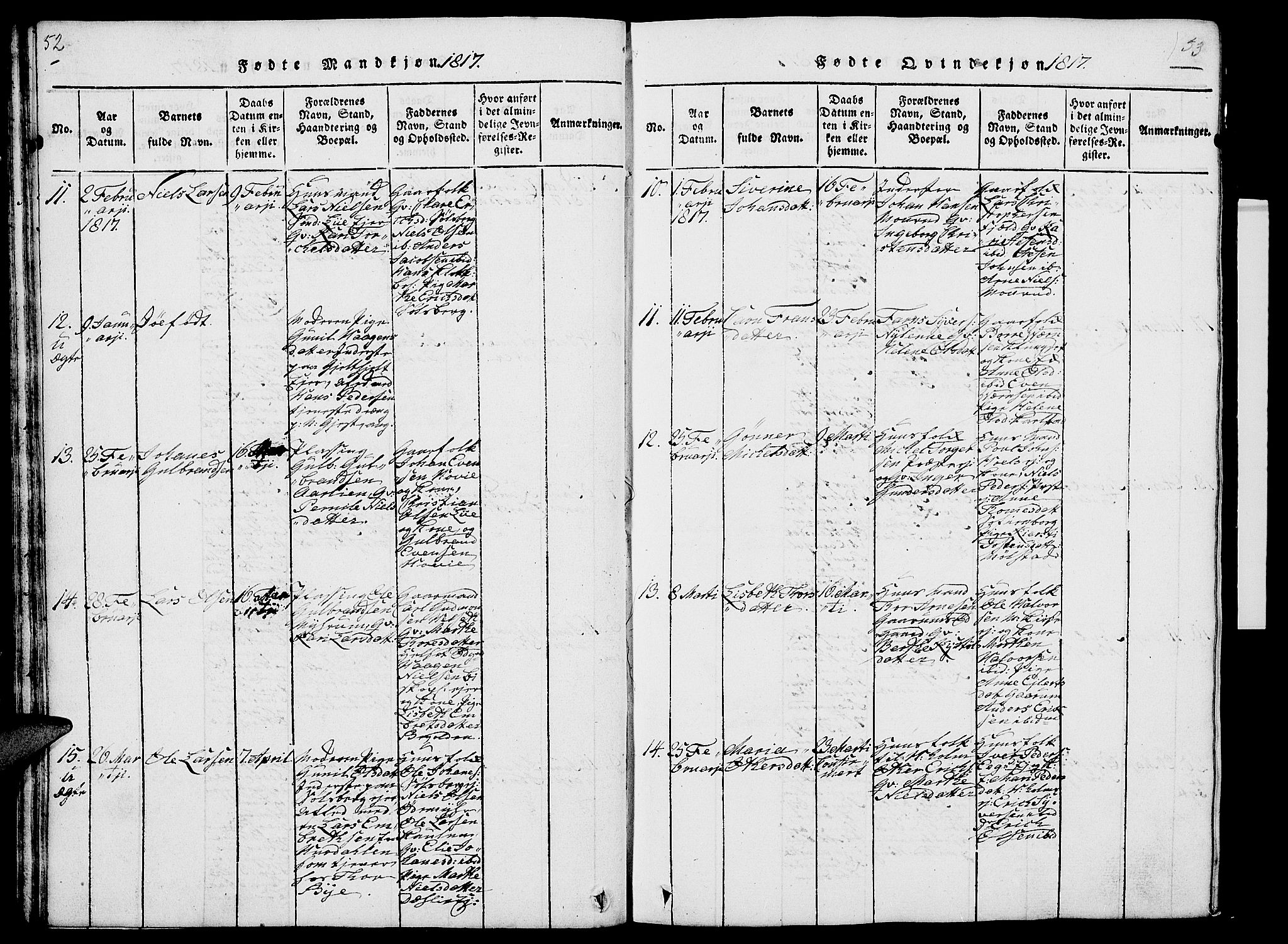 Nes prestekontor, Hedmark, AV/SAH-PREST-020/L/La/L0003: Parish register (copy) no. 3, 1814-1831, p. 52-53