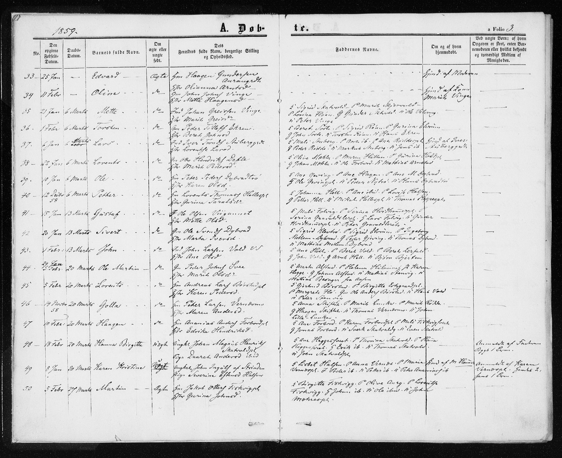 Ministerialprotokoller, klokkerbøker og fødselsregistre - Nord-Trøndelag, SAT/A-1458/709/L0075: Parish register (official) no. 709A15, 1859-1870, p. 3