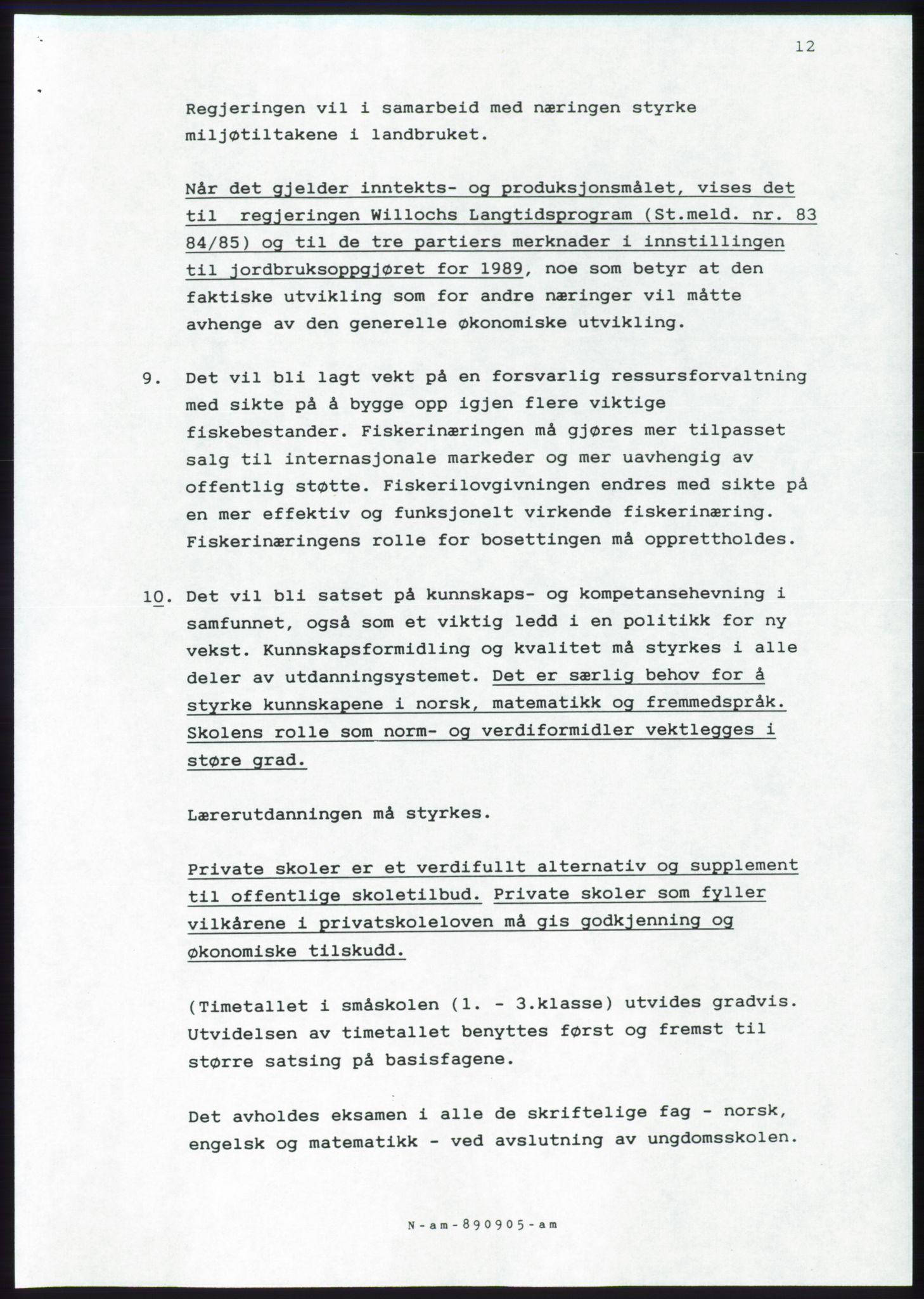 Forhandlingsmøtene 1989 mellom Høyre, KrF og Senterpartiet om dannelse av regjering, AV/RA-PA-0697/A/L0001: Forhandlingsprotokoll med vedlegg, 1989, p. 463